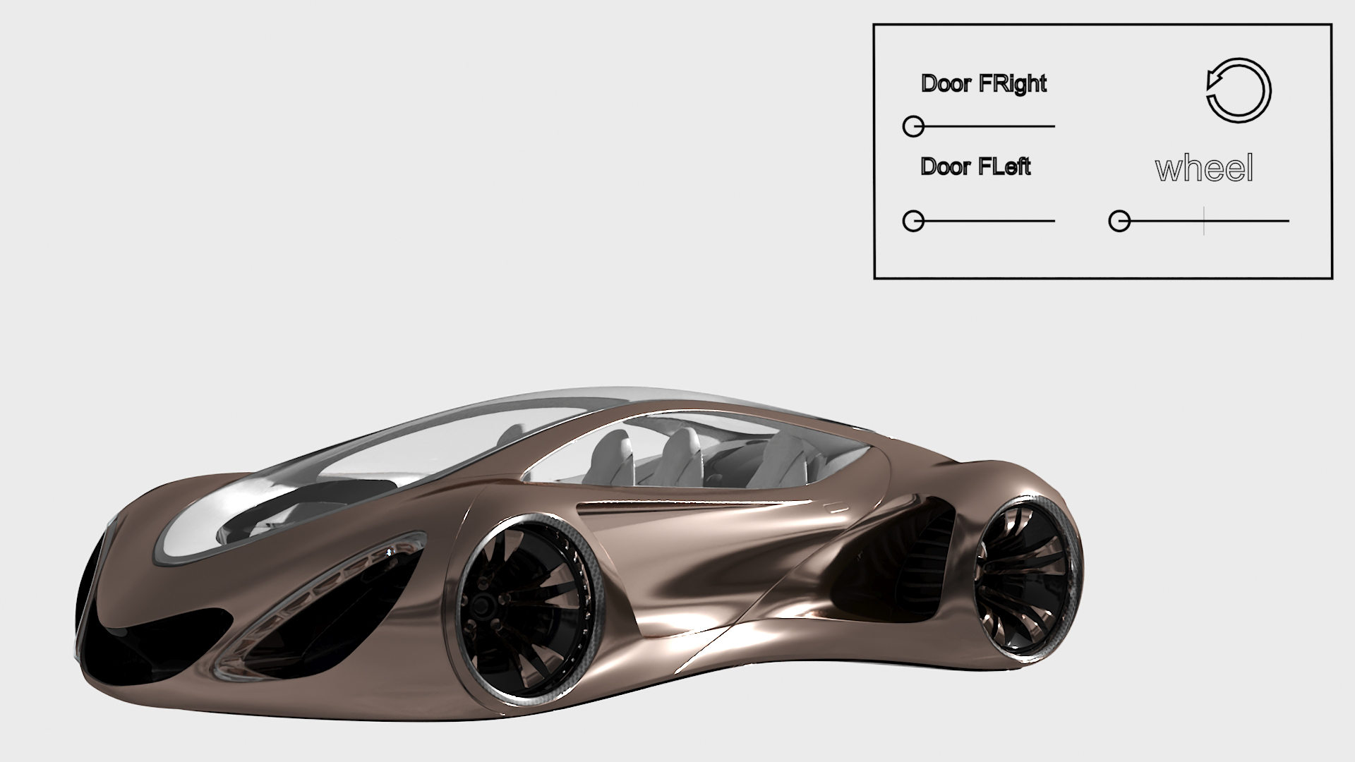 3D Futuristic Concept Car Design Petra Gold Color Rigged model