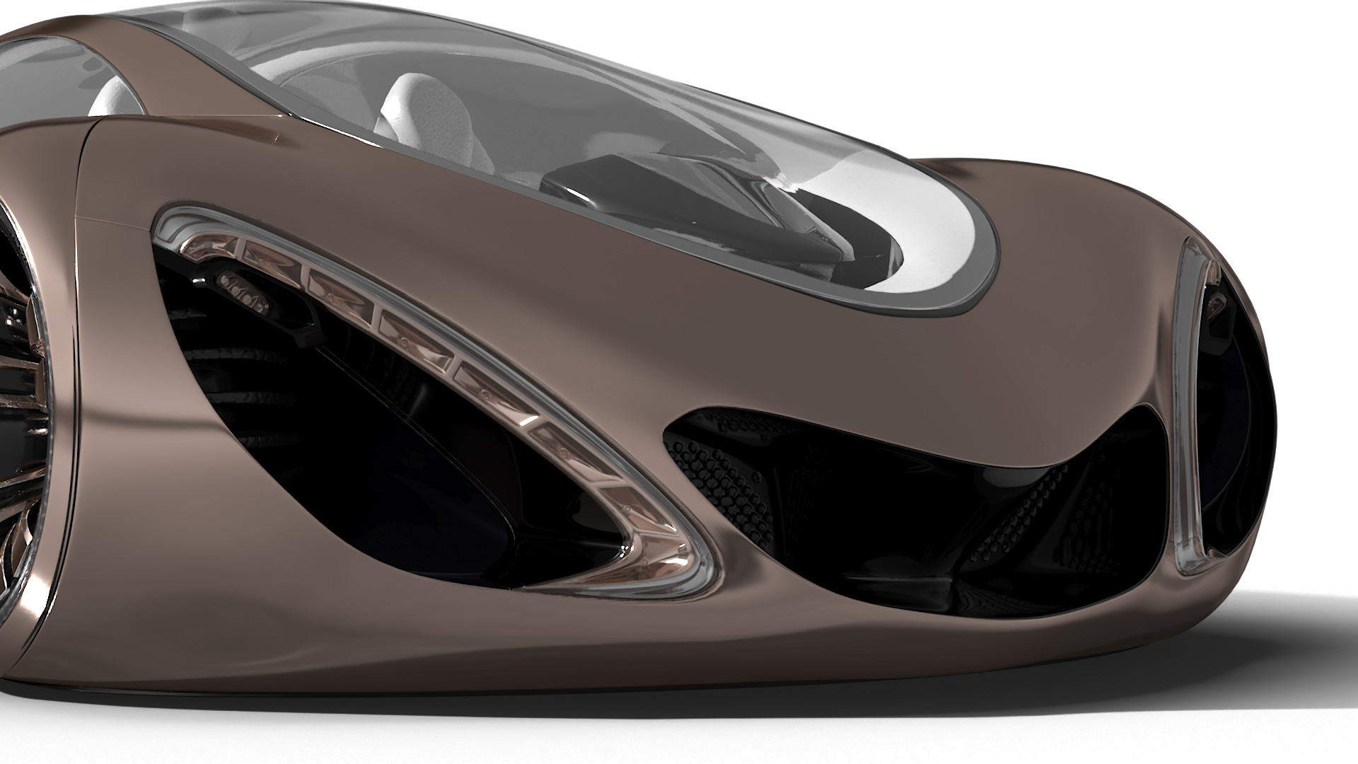 3D Futuristic Concept Car Design Petra Gold Color Rigged model
