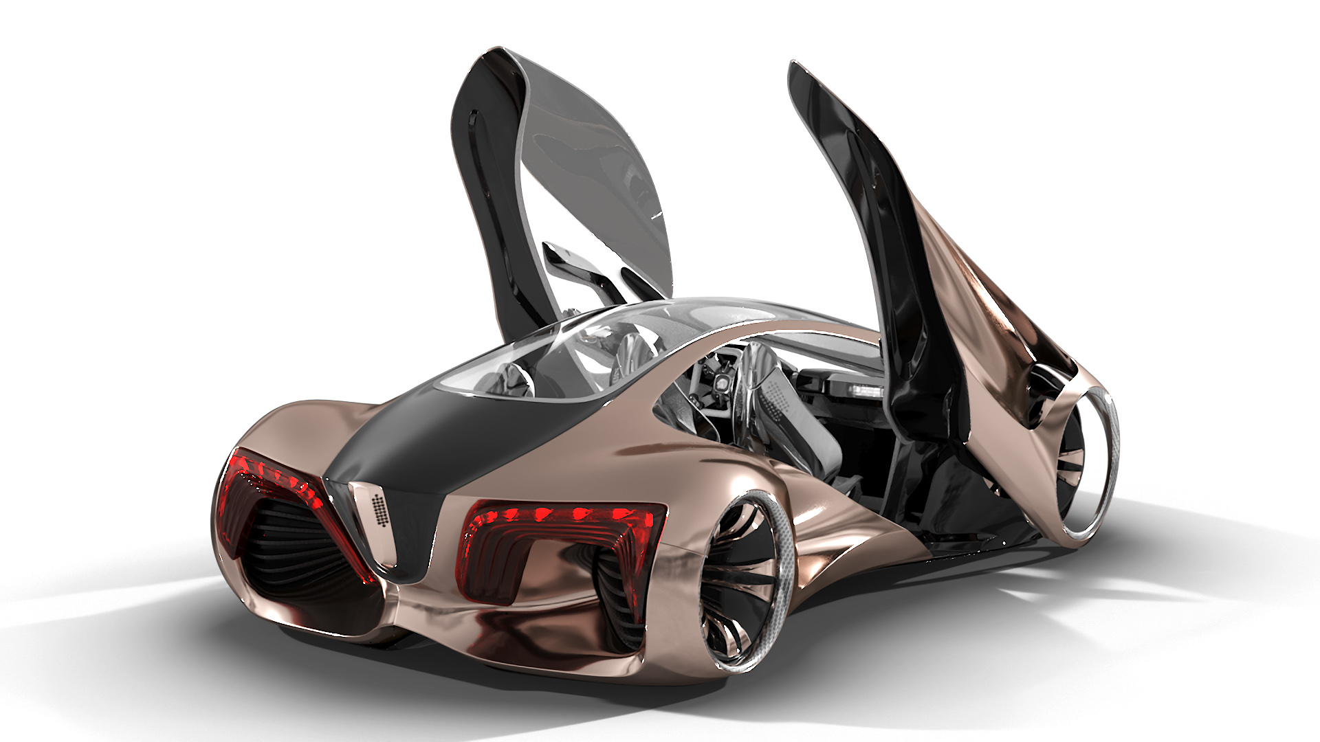 3D Futuristic Concept Car Design Petra Gold Color Rigged model