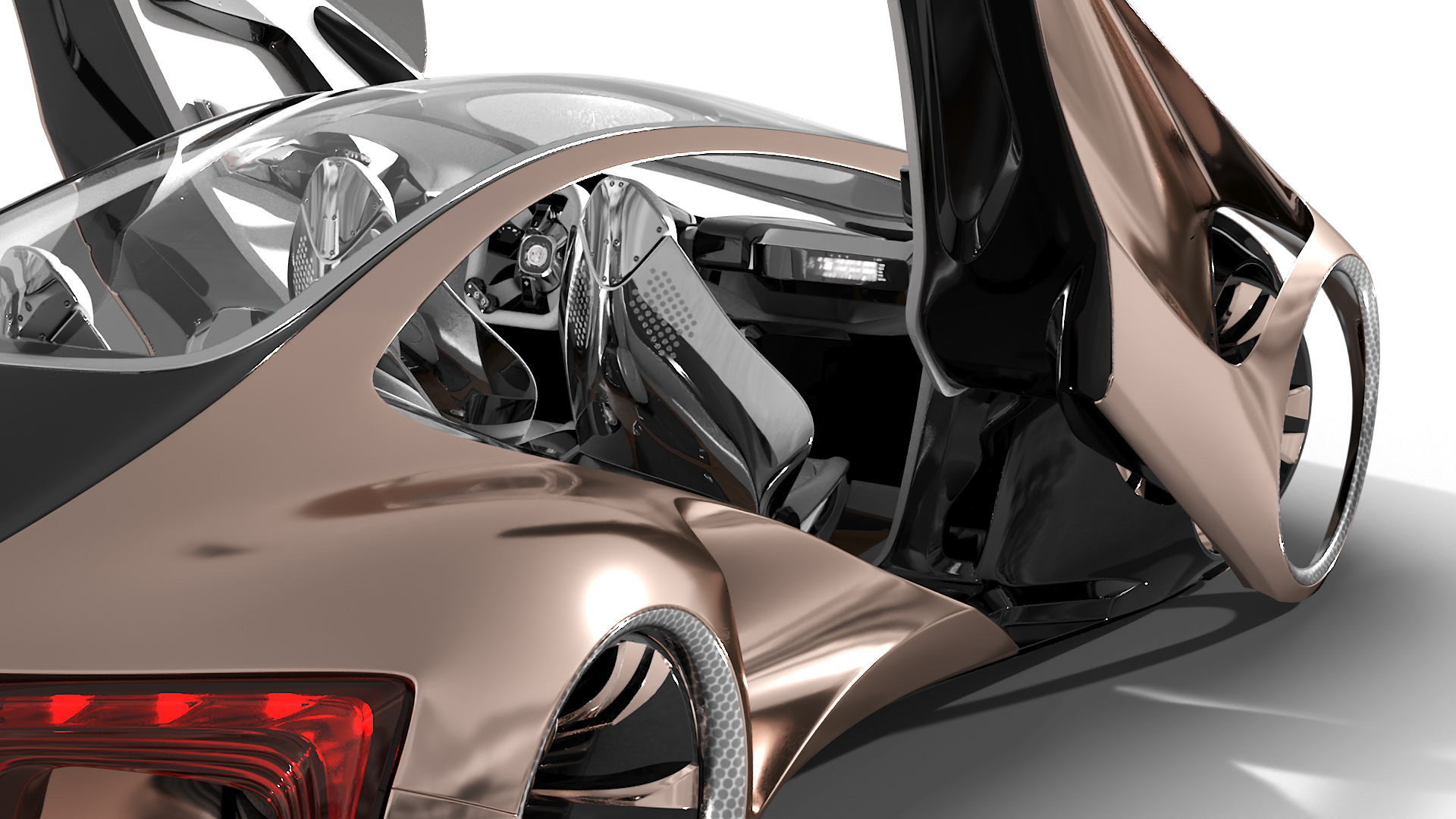 3D Futuristic Concept Car Design Petra Gold Color Rigged model