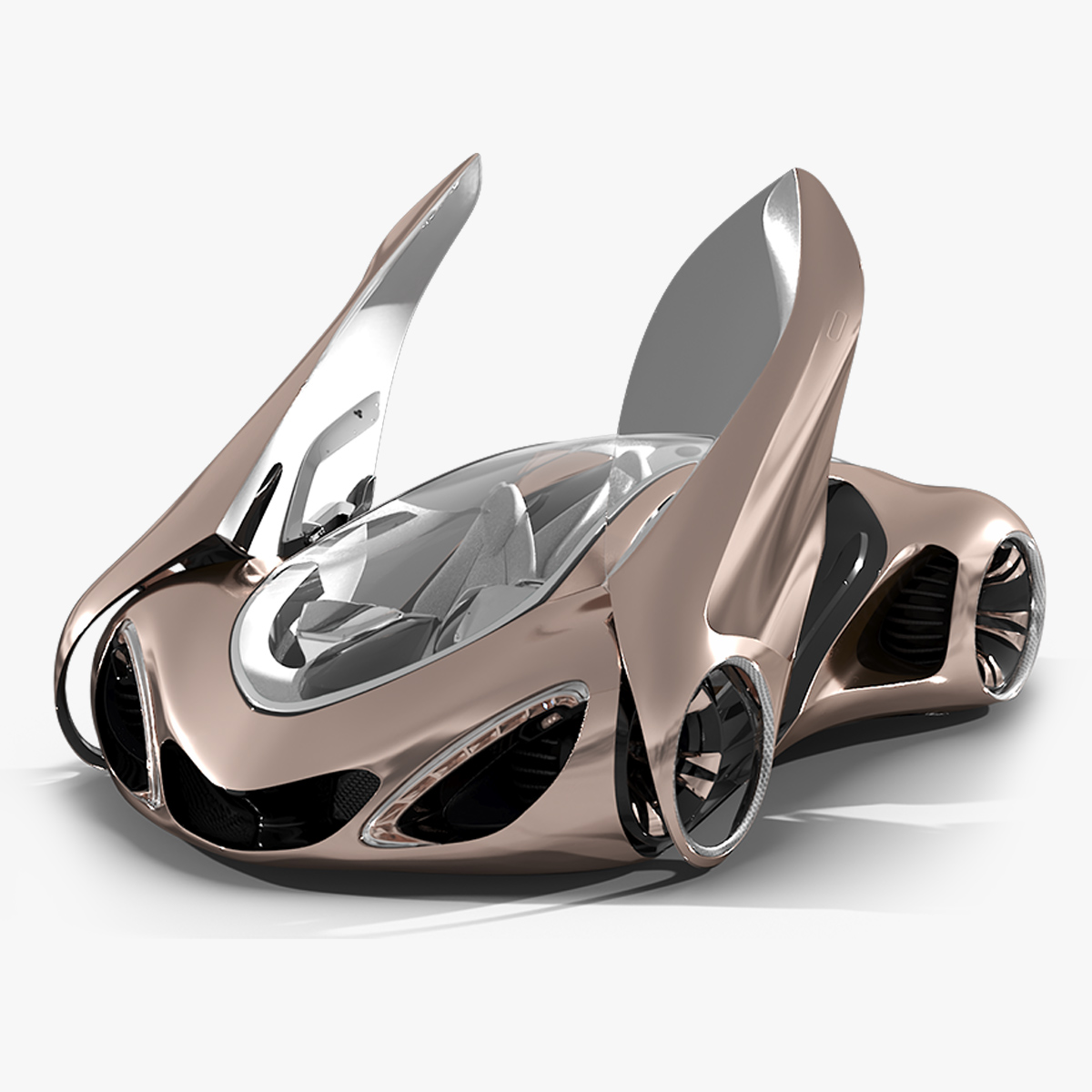 3D Futuristic Concept Car Design Petra Gold Color Rigged model