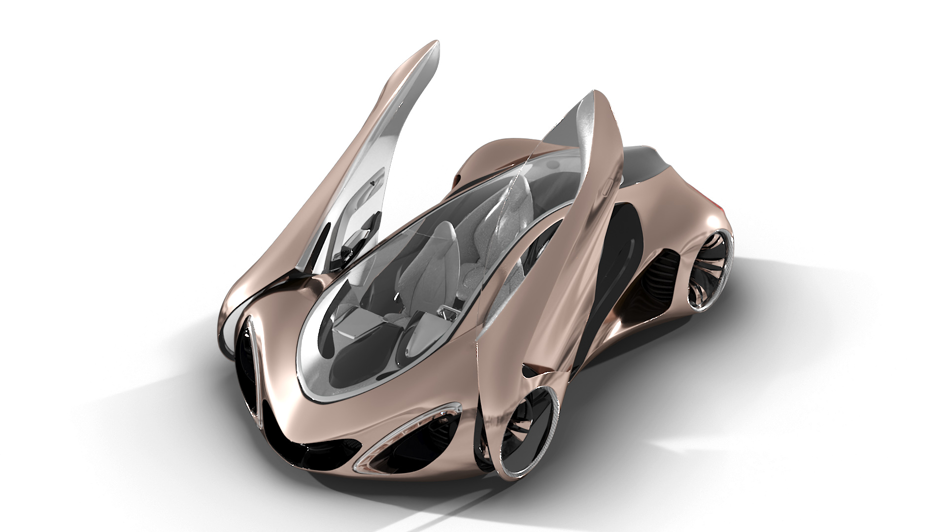 3D Futuristic Concept Car Design Petra Gold Color Rigged model