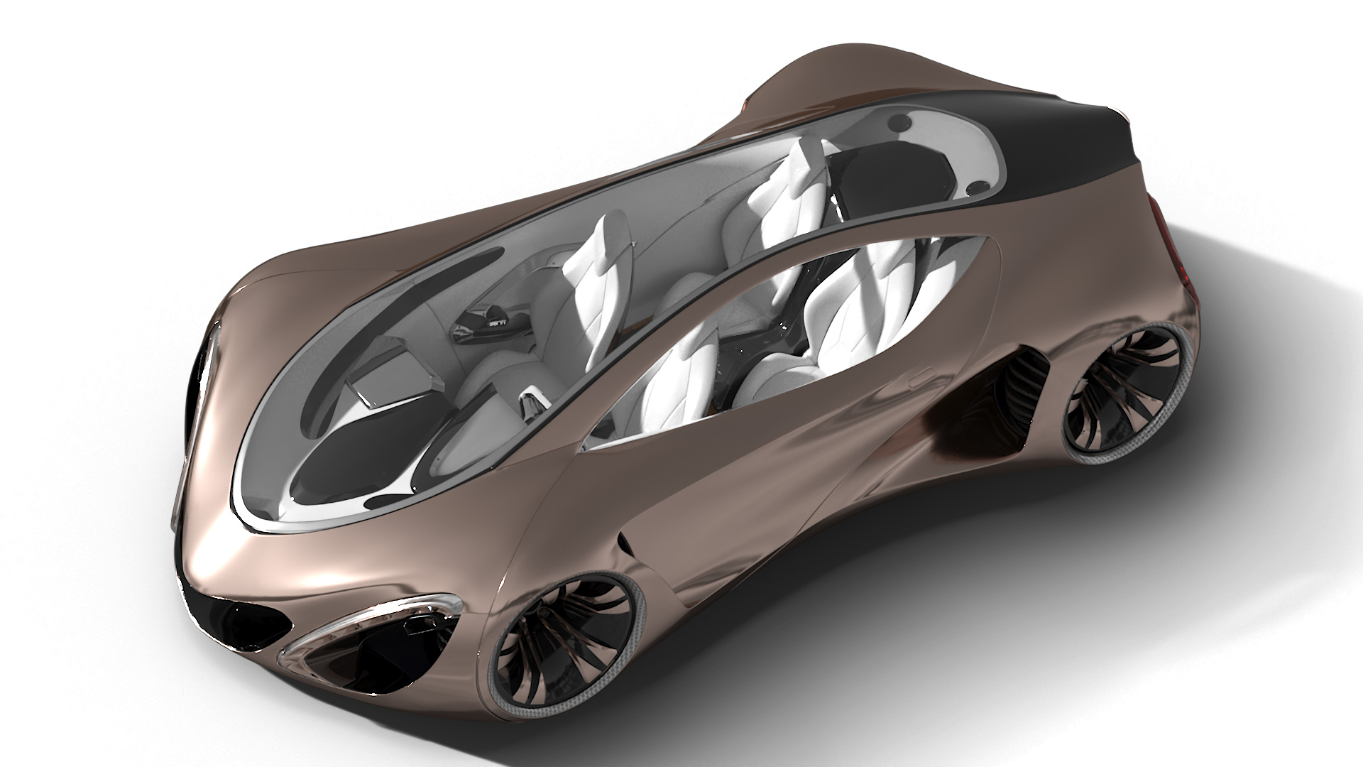 3D Futuristic Concept Car Design Petra Gold Color Rigged model