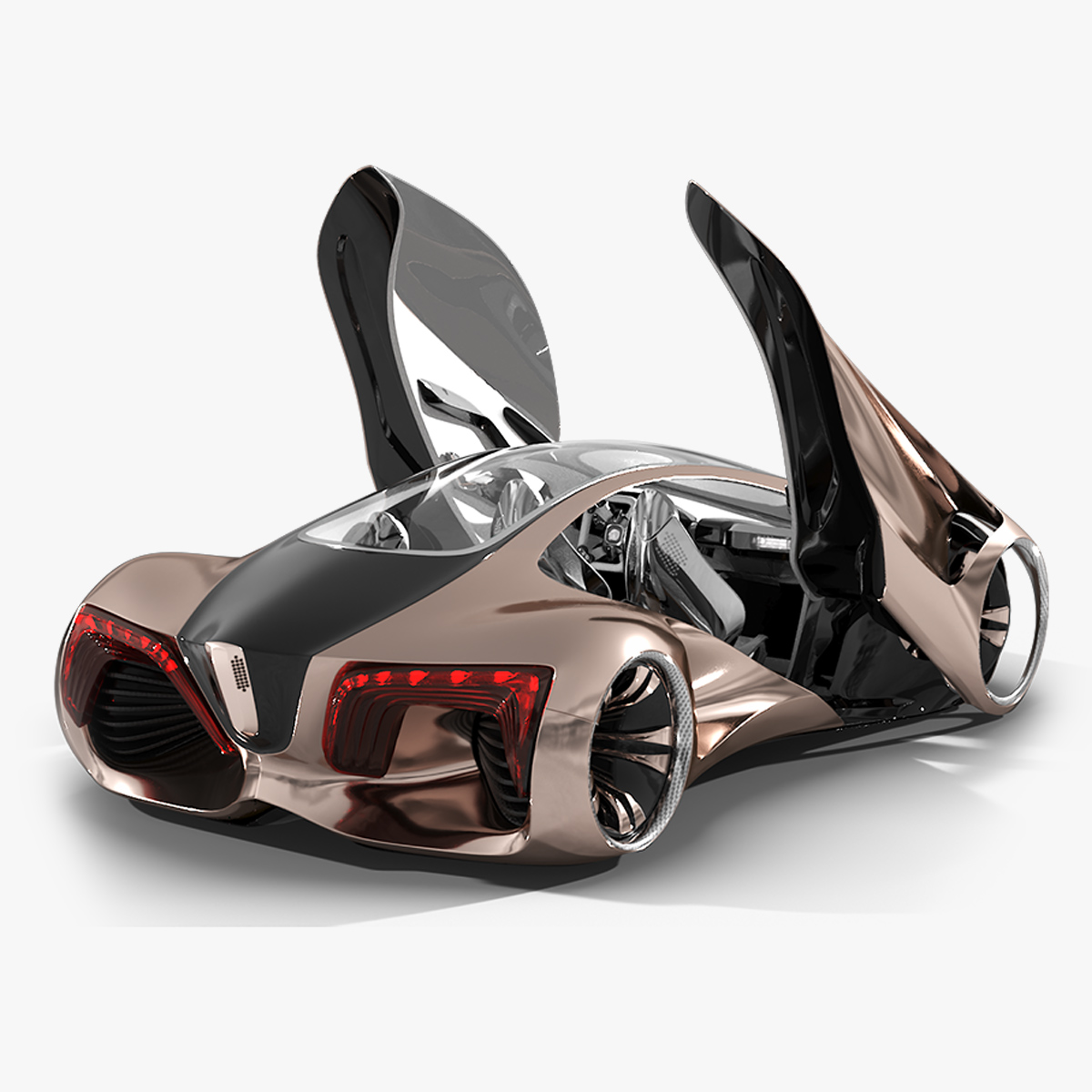 3D Futuristic Concept Car Design Petra Gold Color Rigged model