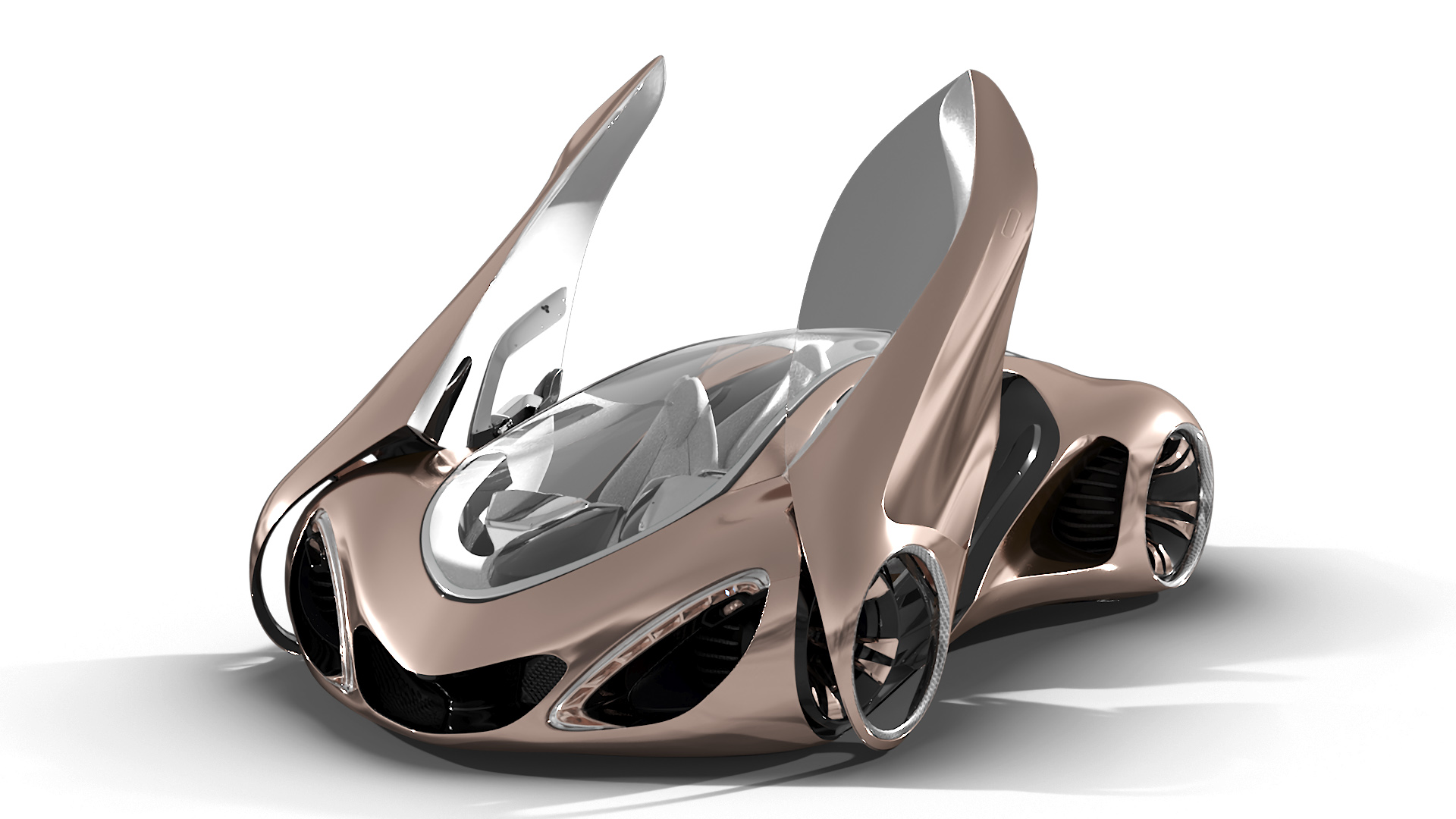 3D Futuristic Concept Car Design Petra Gold Color Rigged model