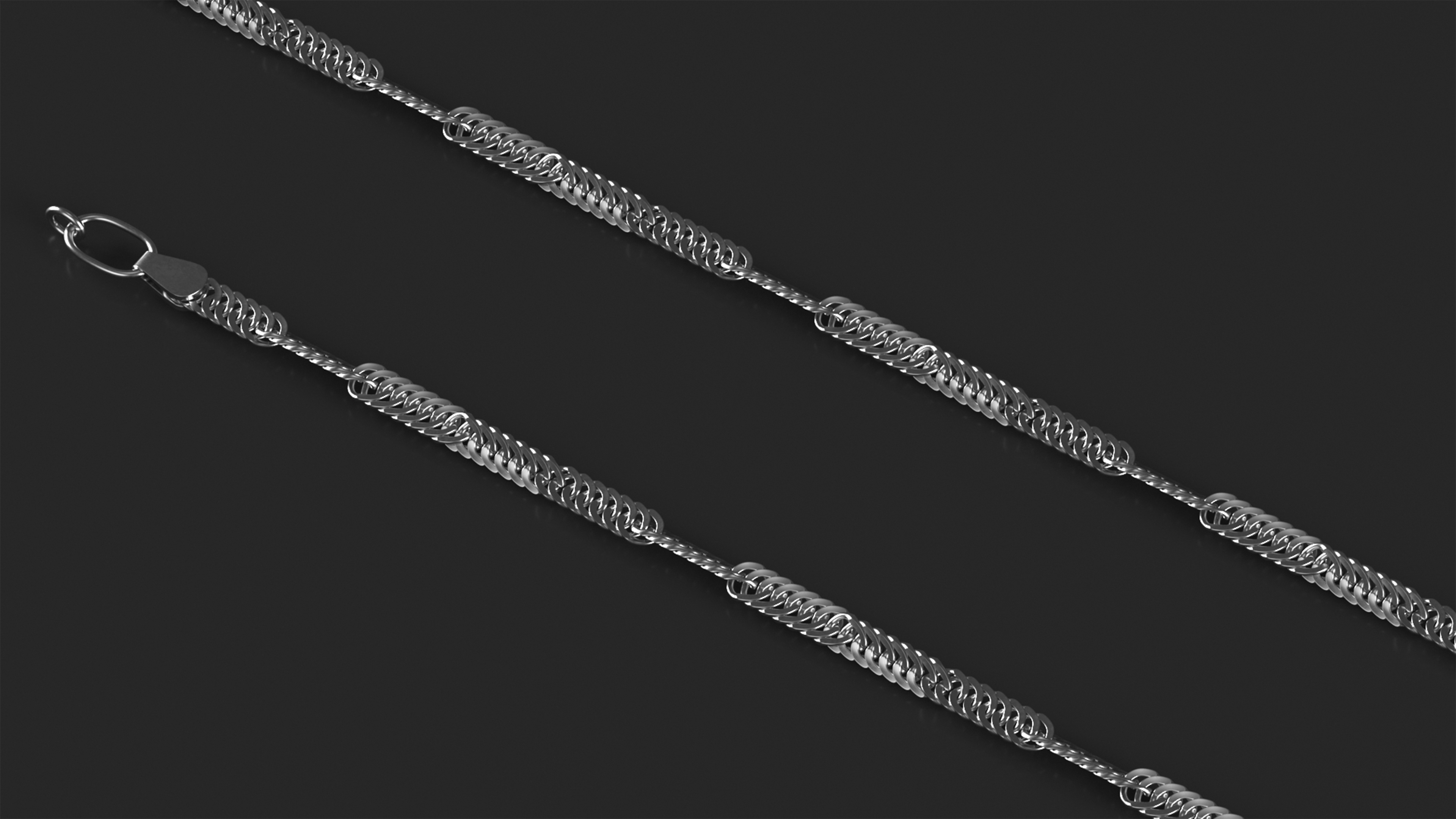 Singapore Chain Silver 3D