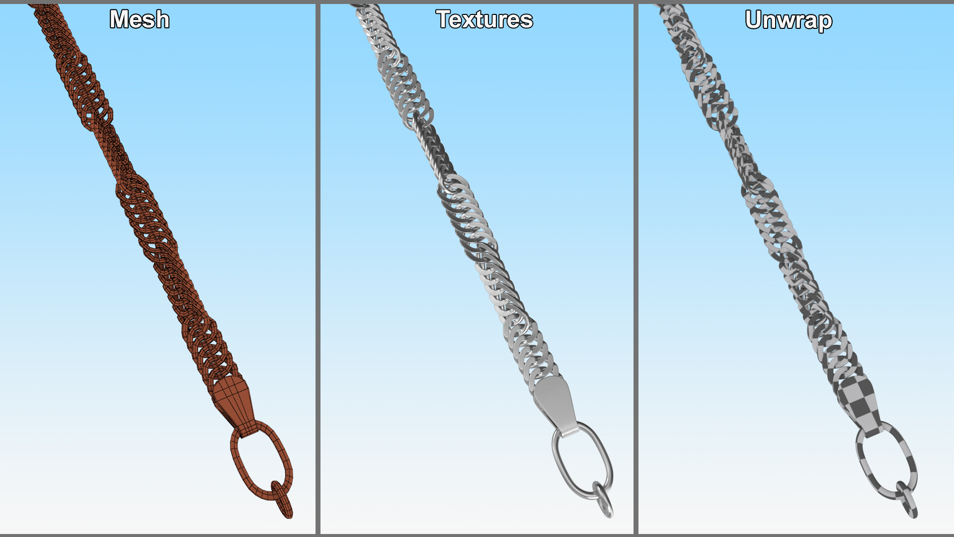 Singapore Chain Silver 3D