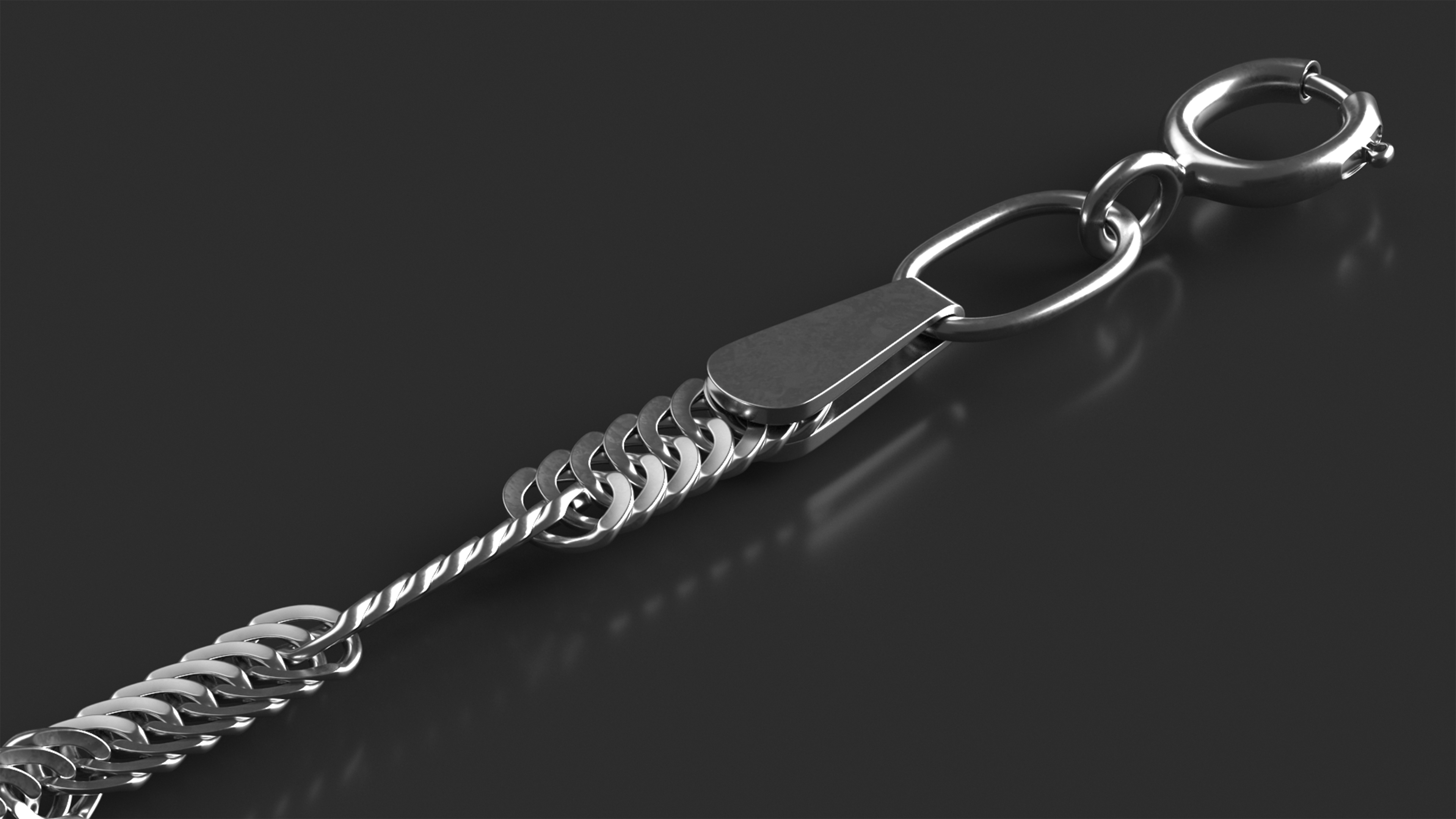 Singapore Chain Silver 3D