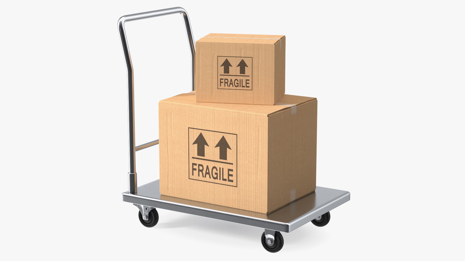 3D Trolley Low Platform with Cardboard Boxes