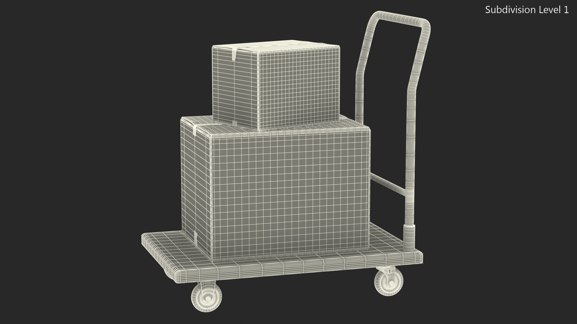3D Trolley Low Platform with Cardboard Boxes