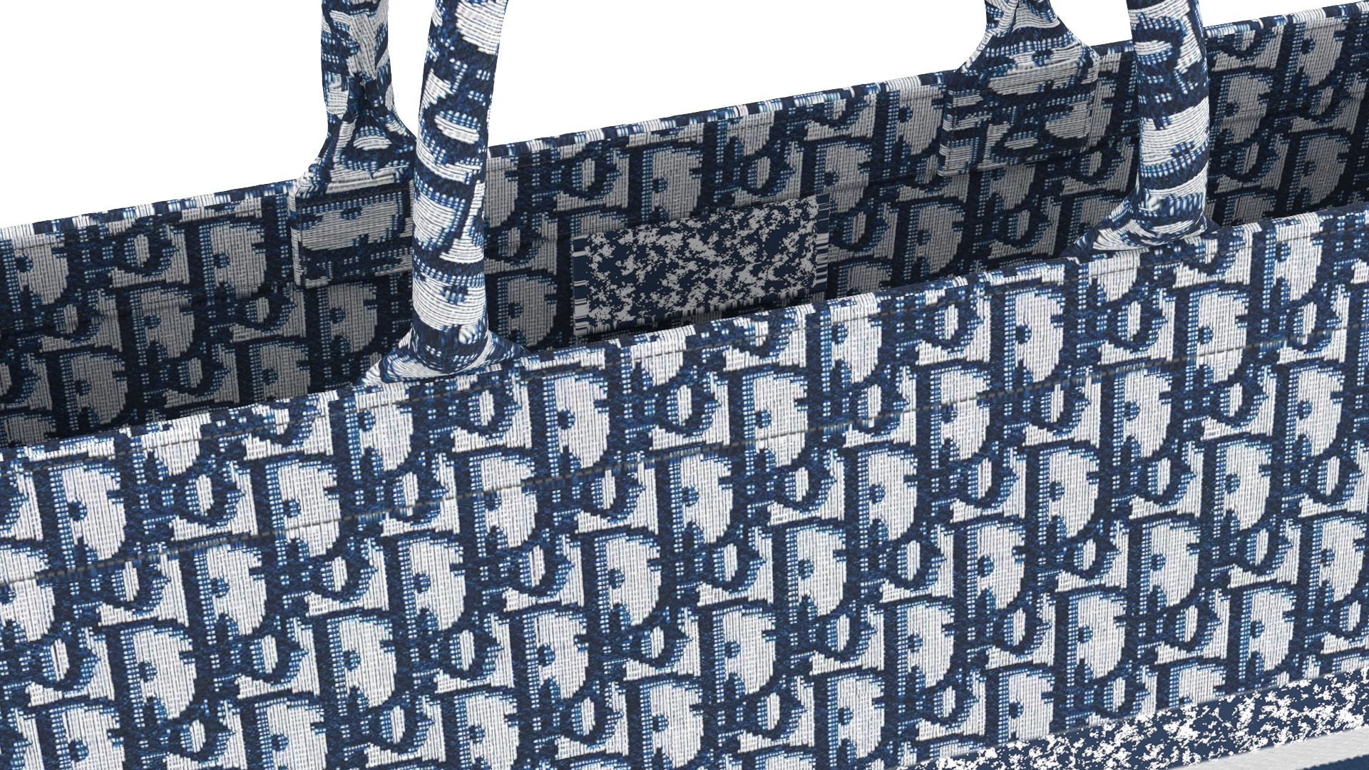 Dior Embroidery Book Tote Bag Navy Blue 3D model