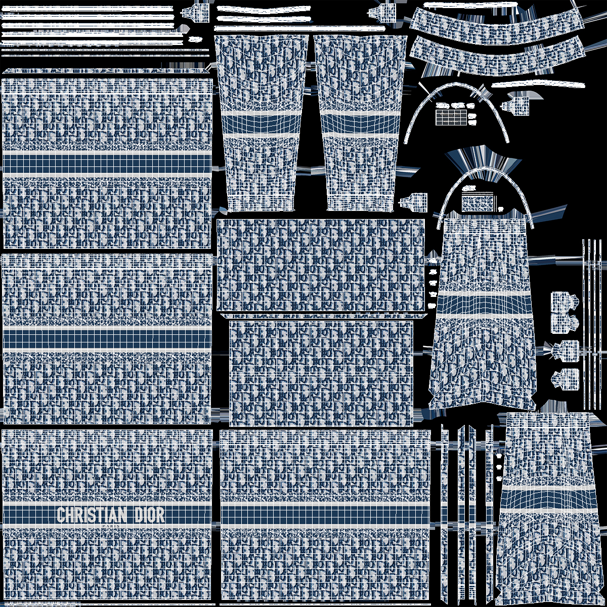 Dior Embroidery Book Tote Bag Navy Blue 3D model