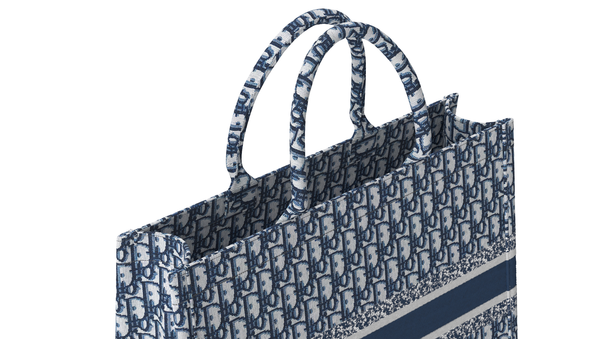 Dior Embroidery Book Tote Bag Navy Blue 3D model