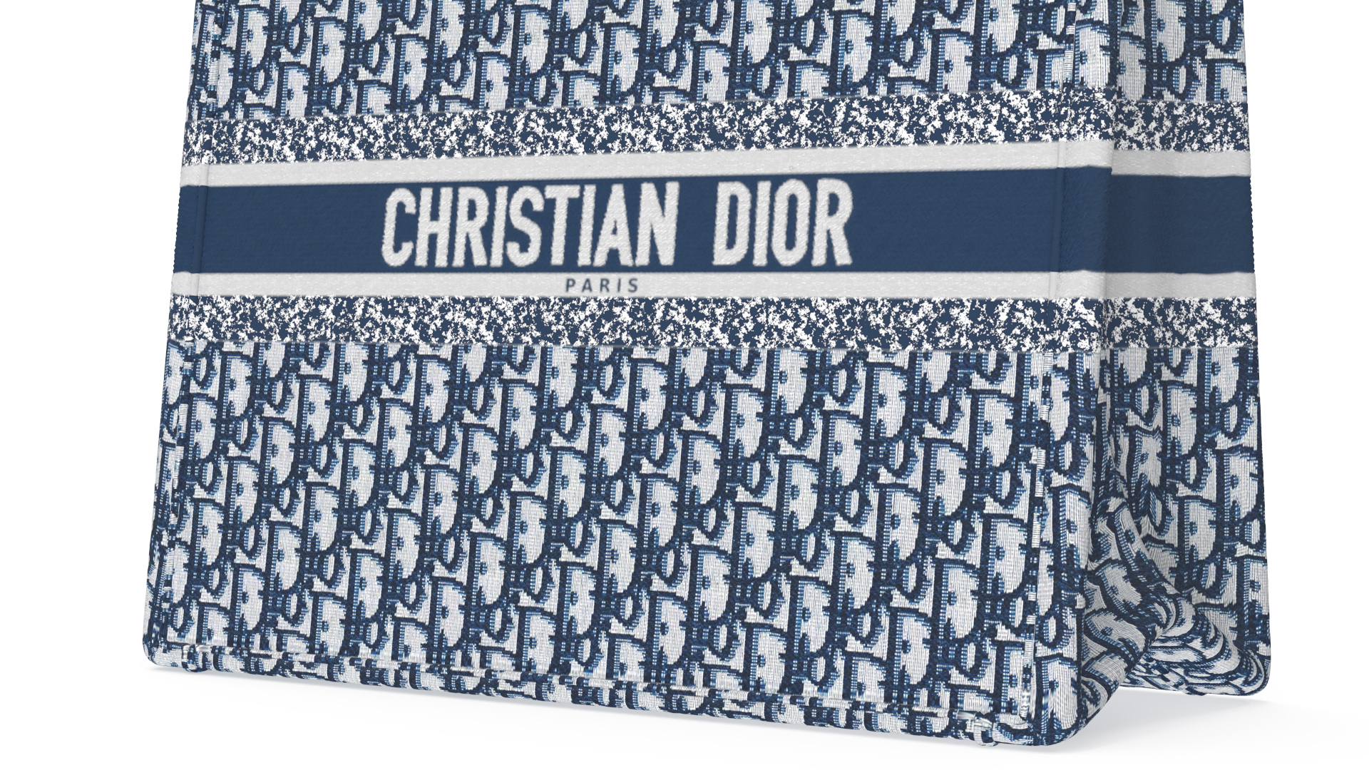 Dior Embroidery Book Tote Bag Navy Blue 3D model