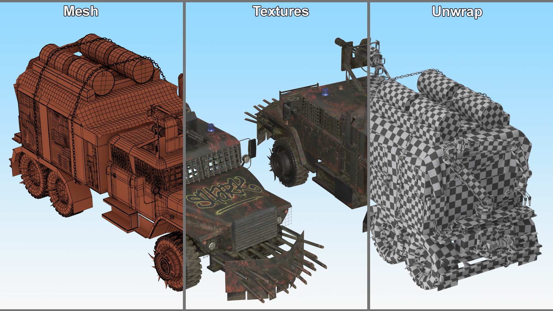 Apocalyptic Truck Rigged 3D model