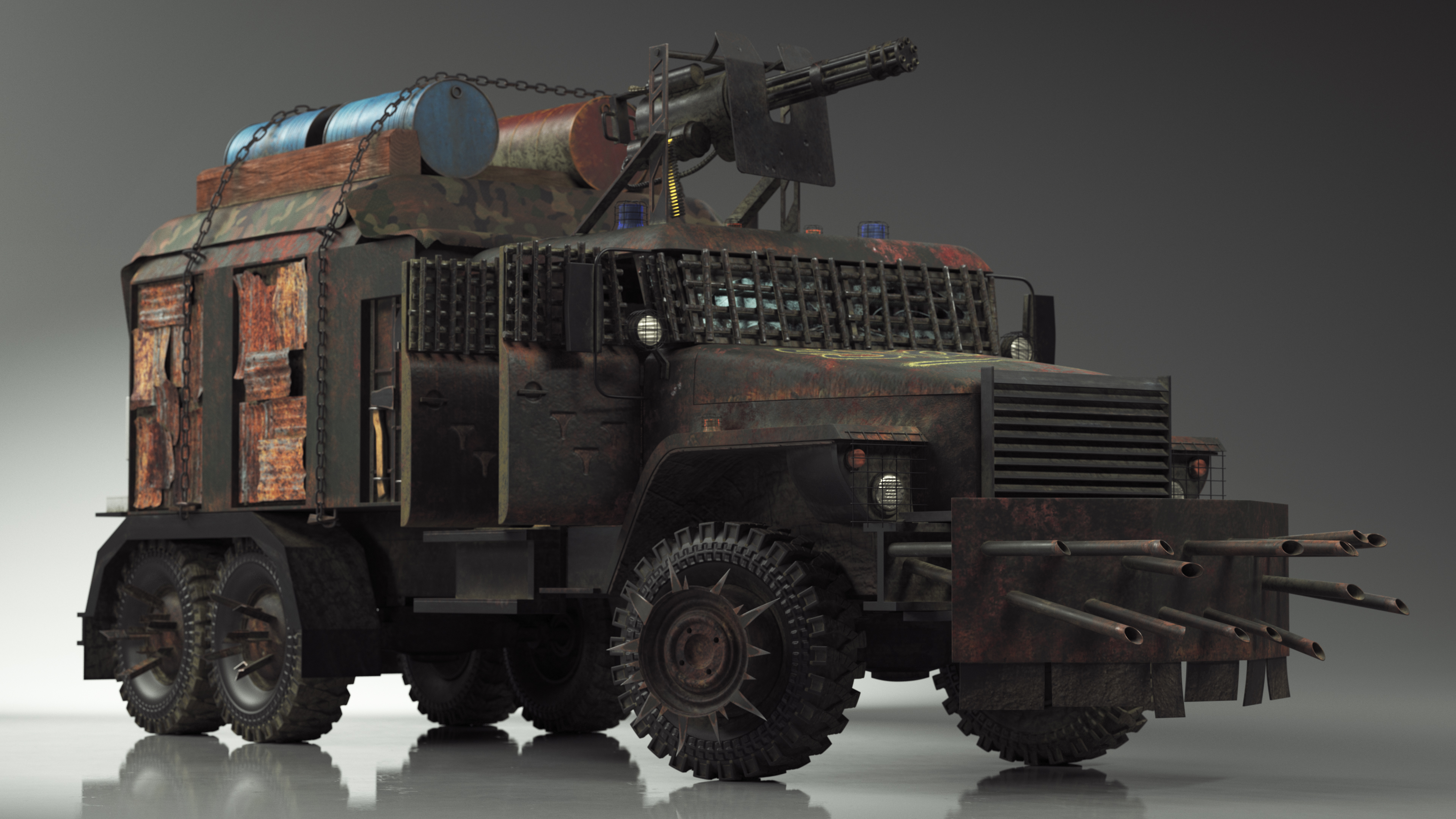 Apocalyptic Truck Rigged 3D model