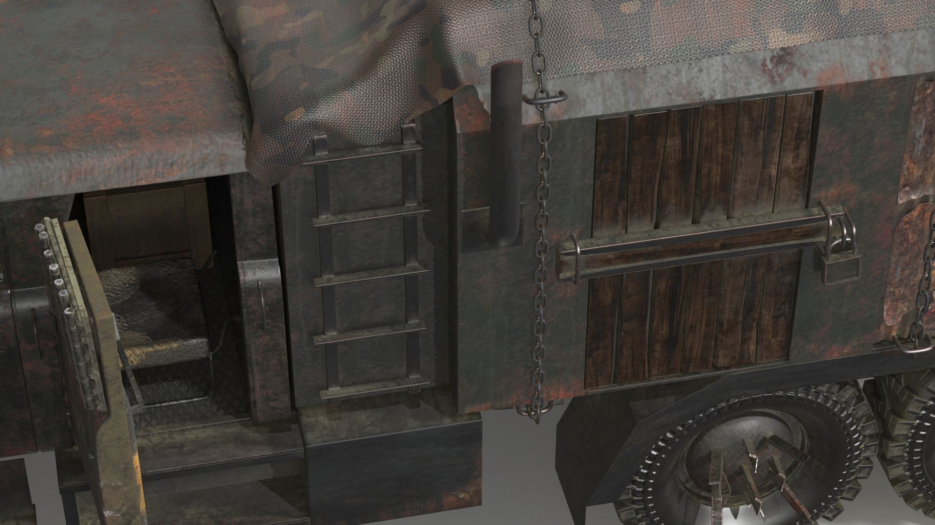 Apocalyptic Truck Rigged 3D model