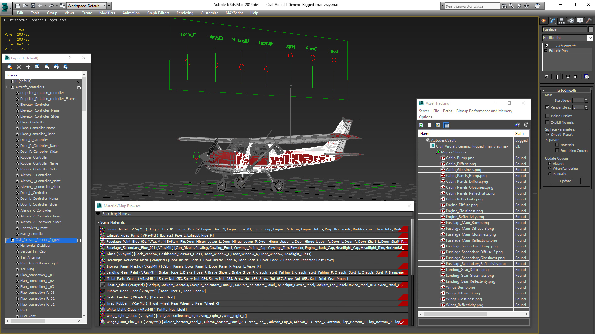 Civil Aircraft Generic Rigged 3D model