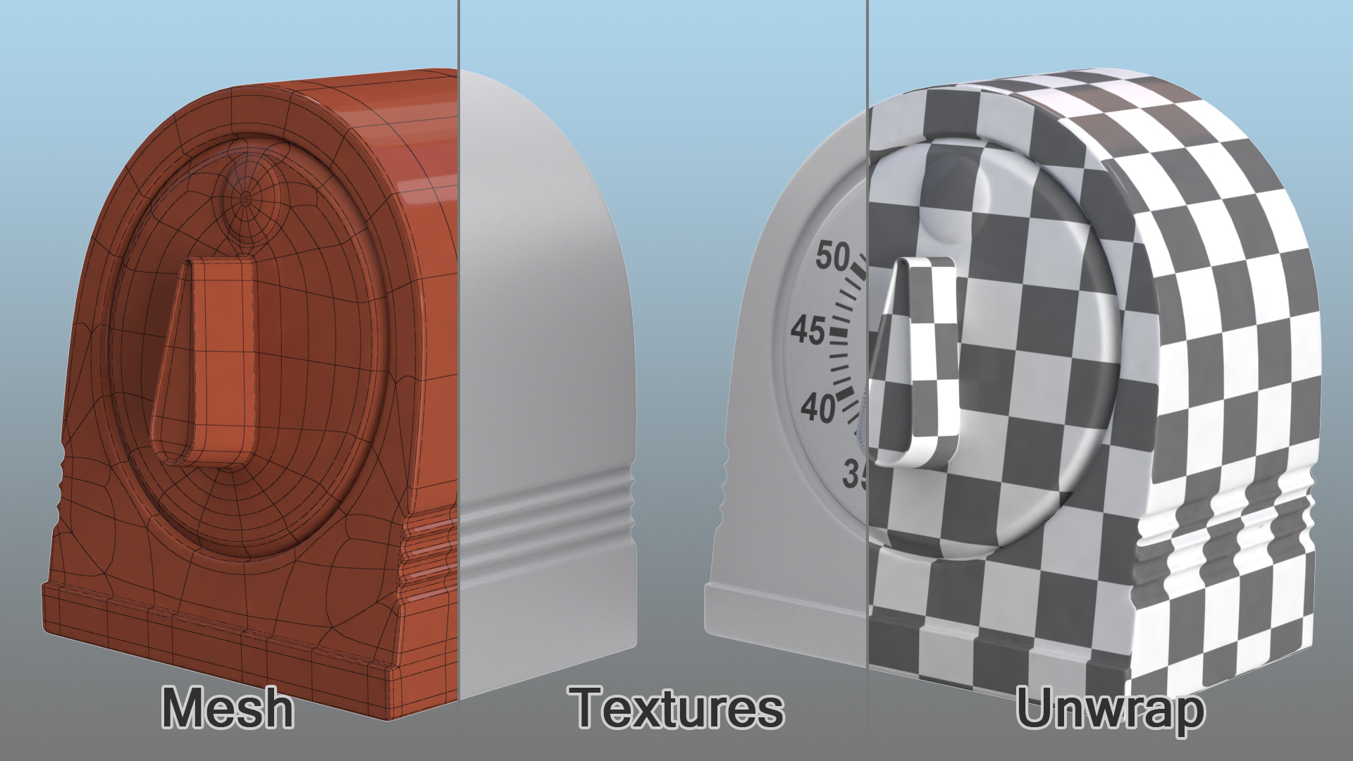 Classic Mechanical Kitchen Timer Rigged 3D model