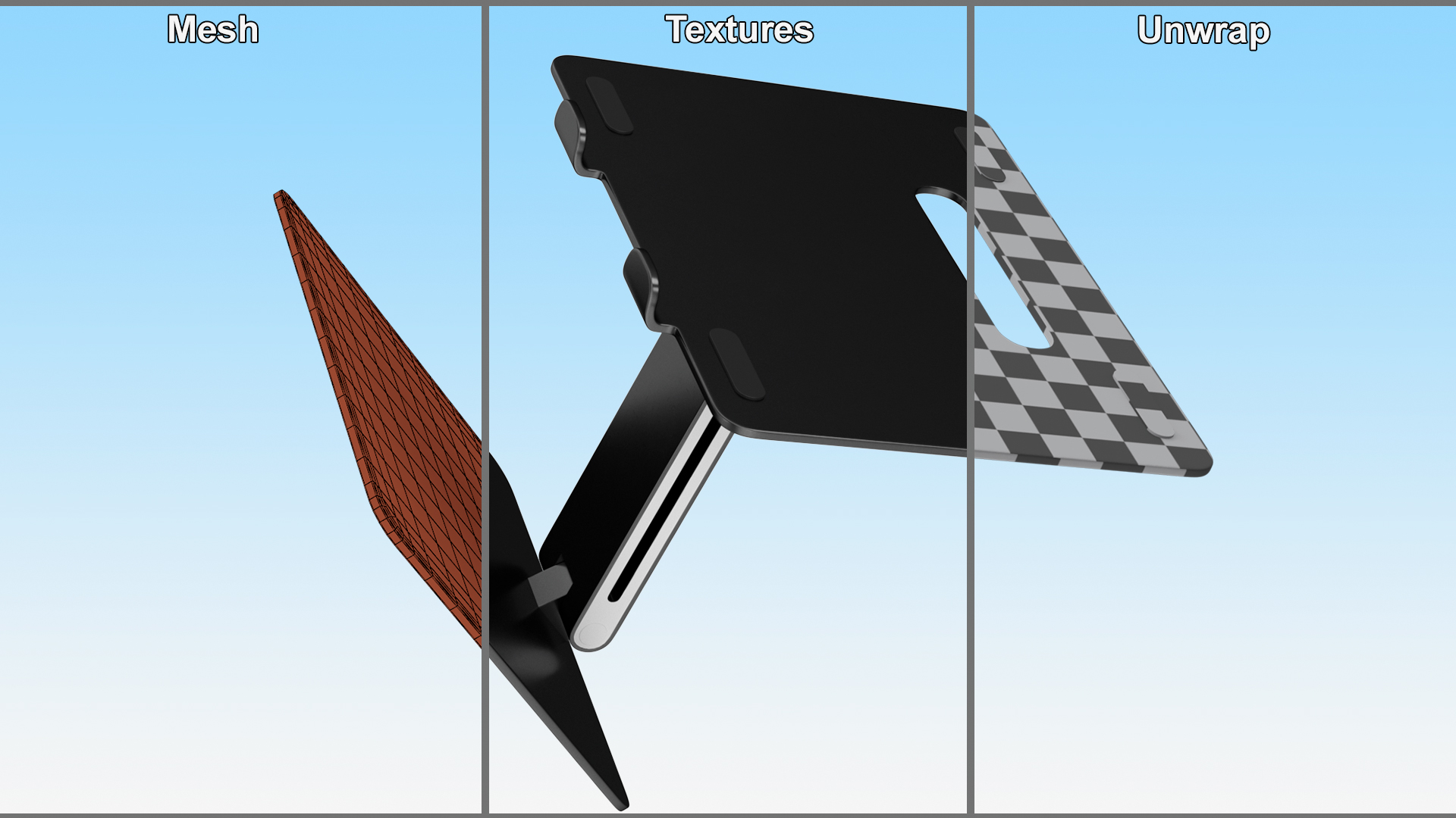 3D Adjustable Laptop Holder Stand Black