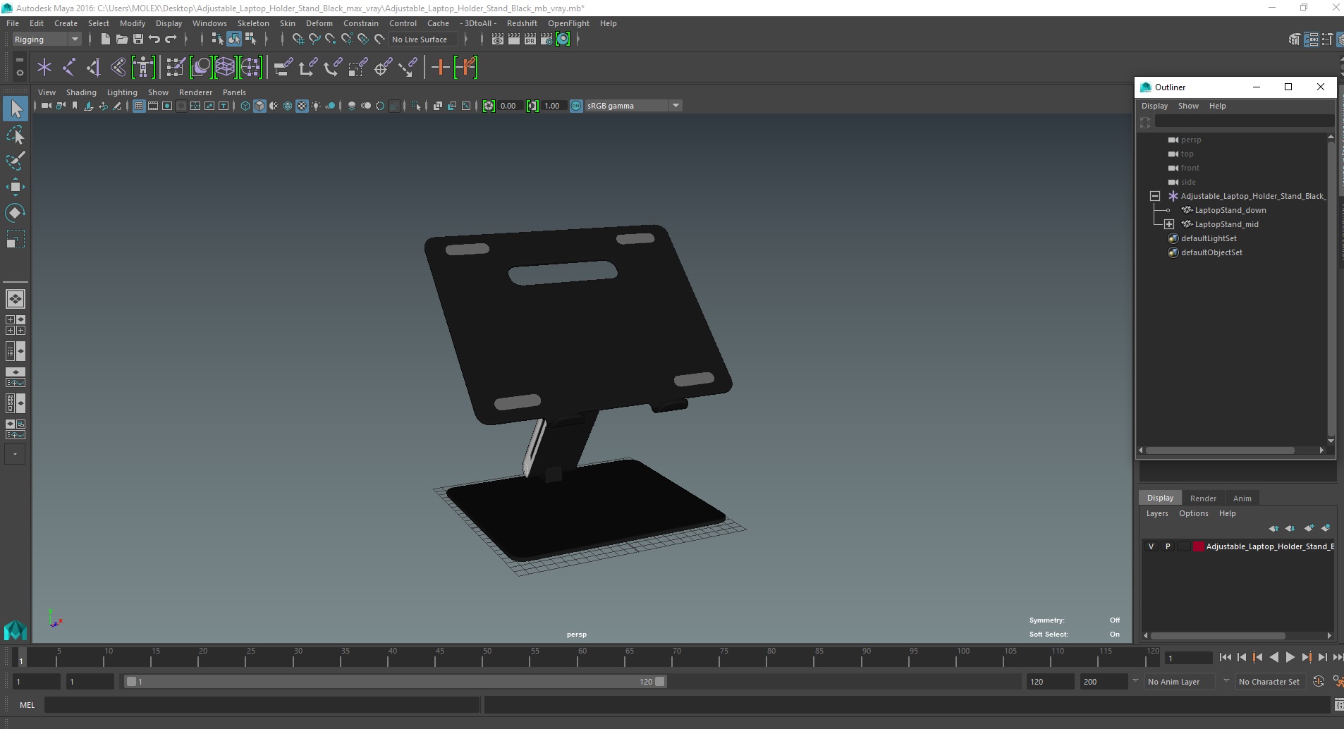 3D Adjustable Laptop Holder Stand Black