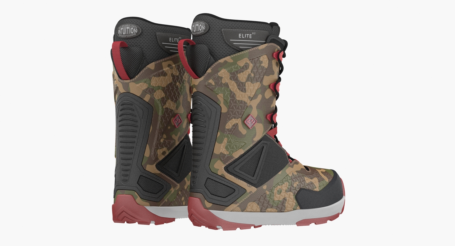 3D model Snowboarding Boots Camo Forest