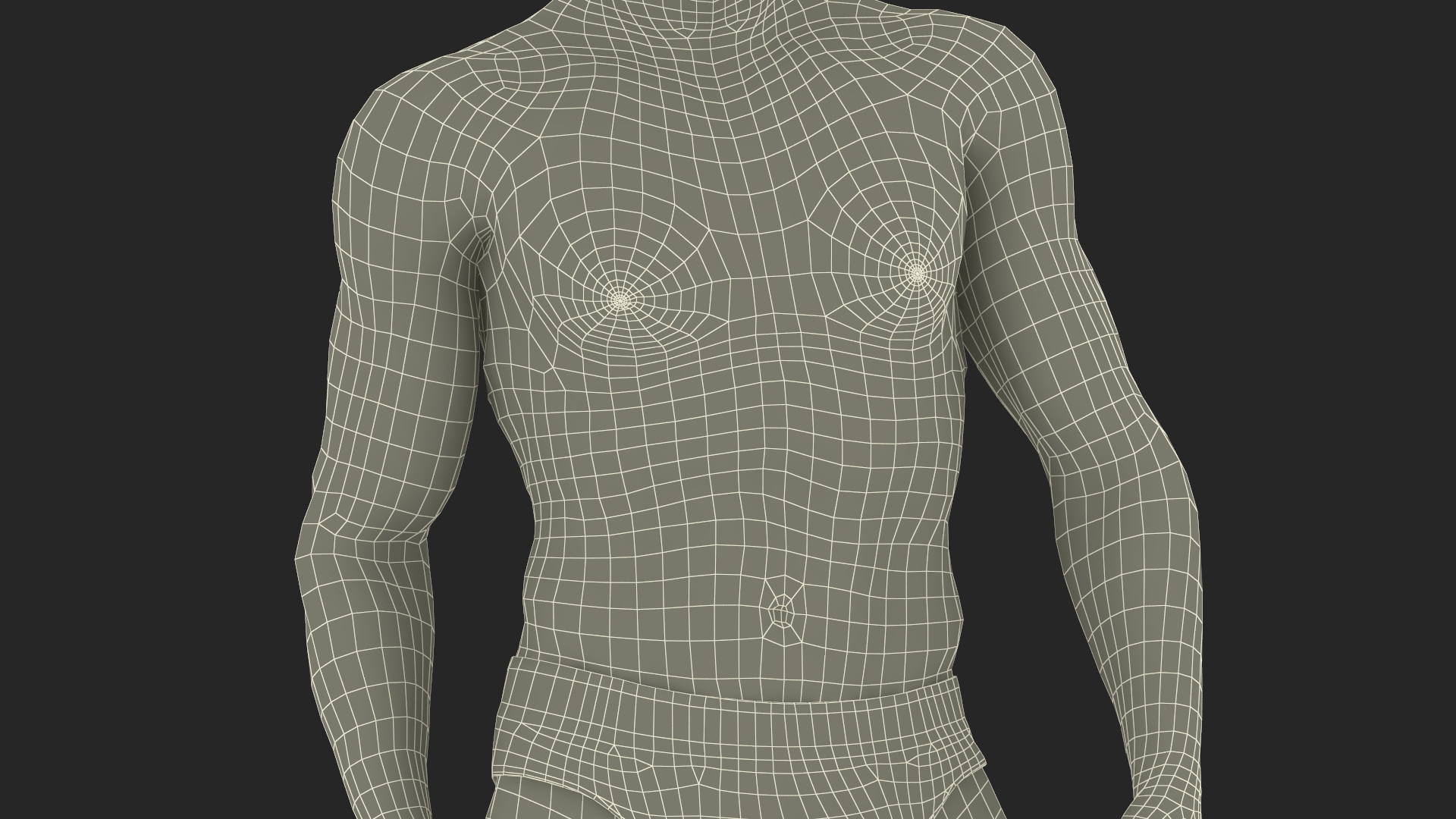 3D model Man Character in Underwear Standing