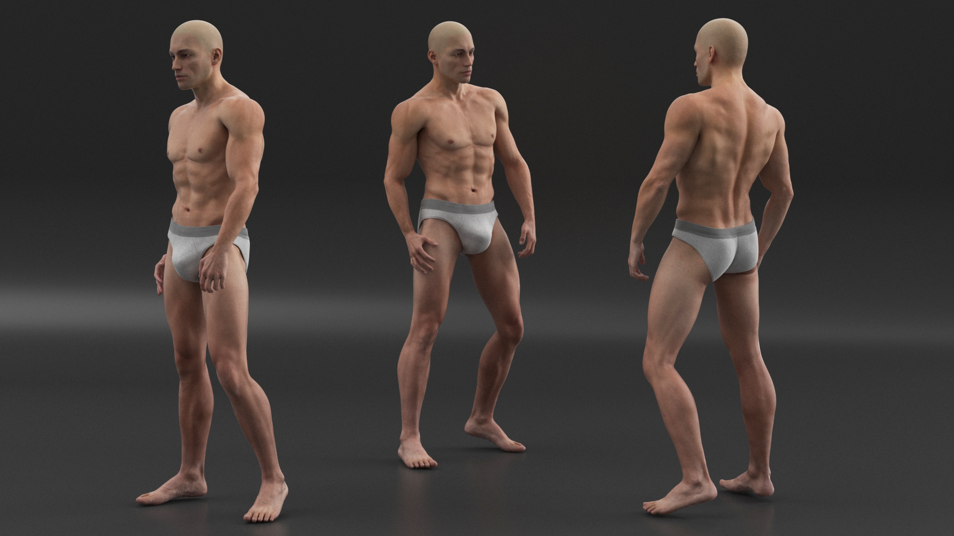 3D model Man Character in Underwear Standing