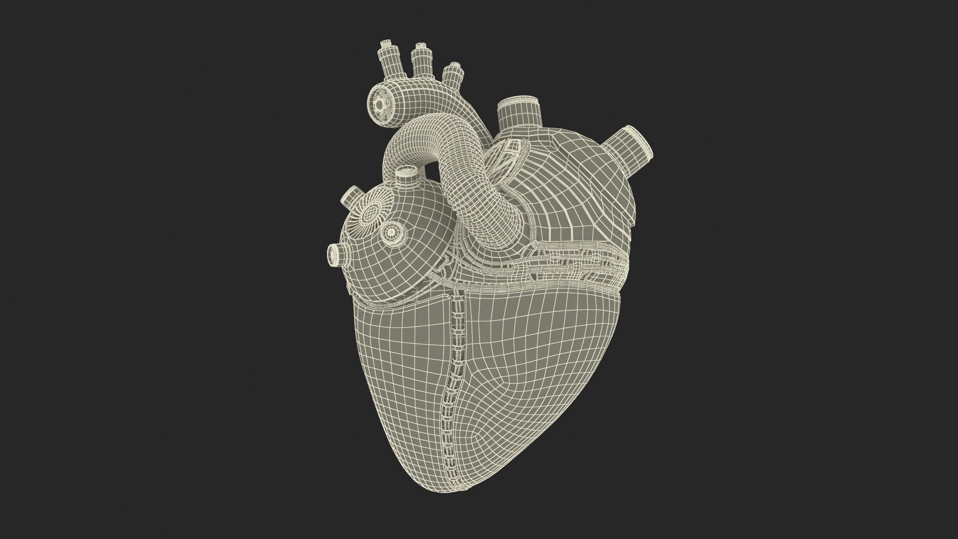 3D Golden Mechanical Heart model