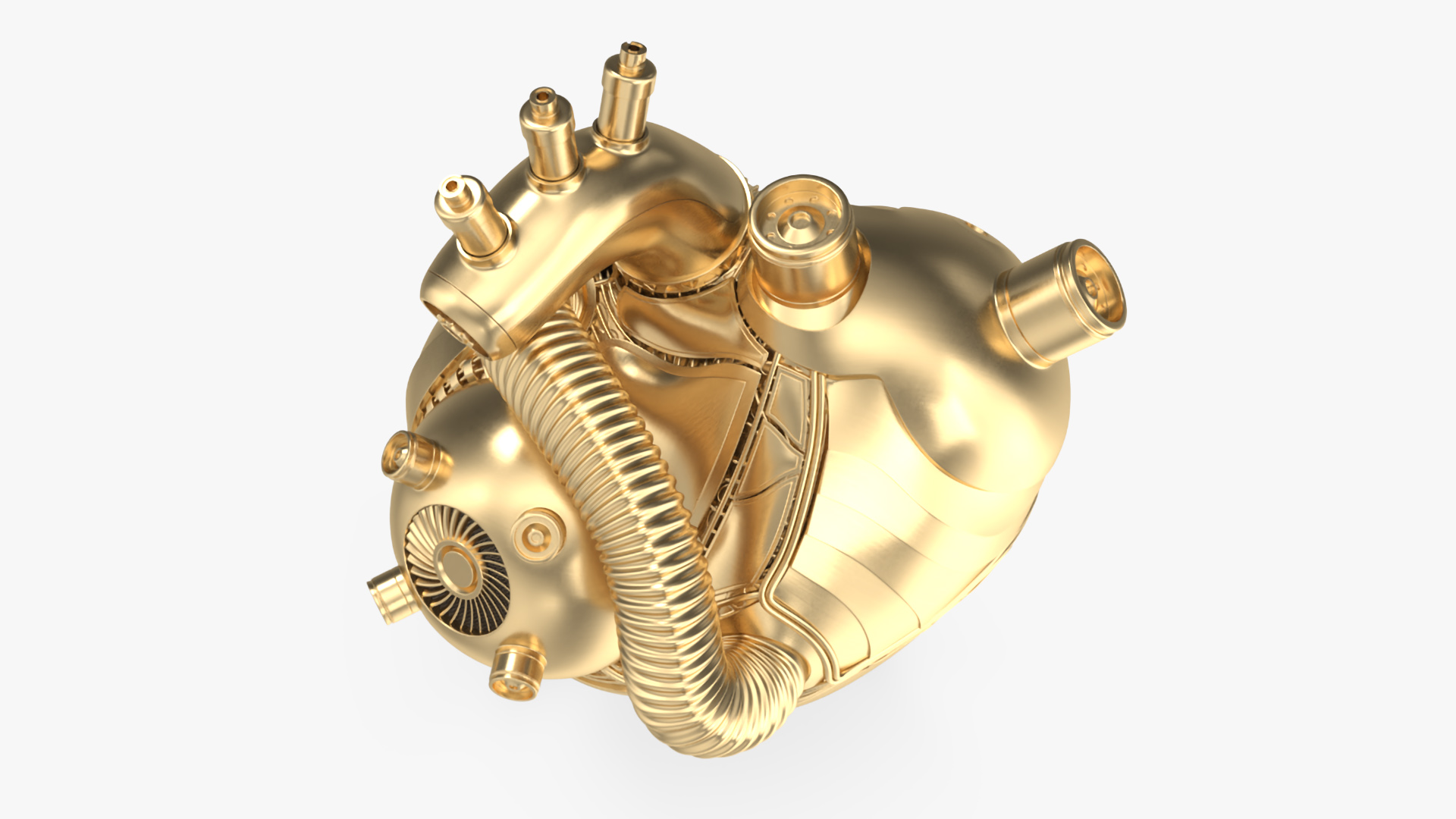 3D Golden Mechanical Heart model