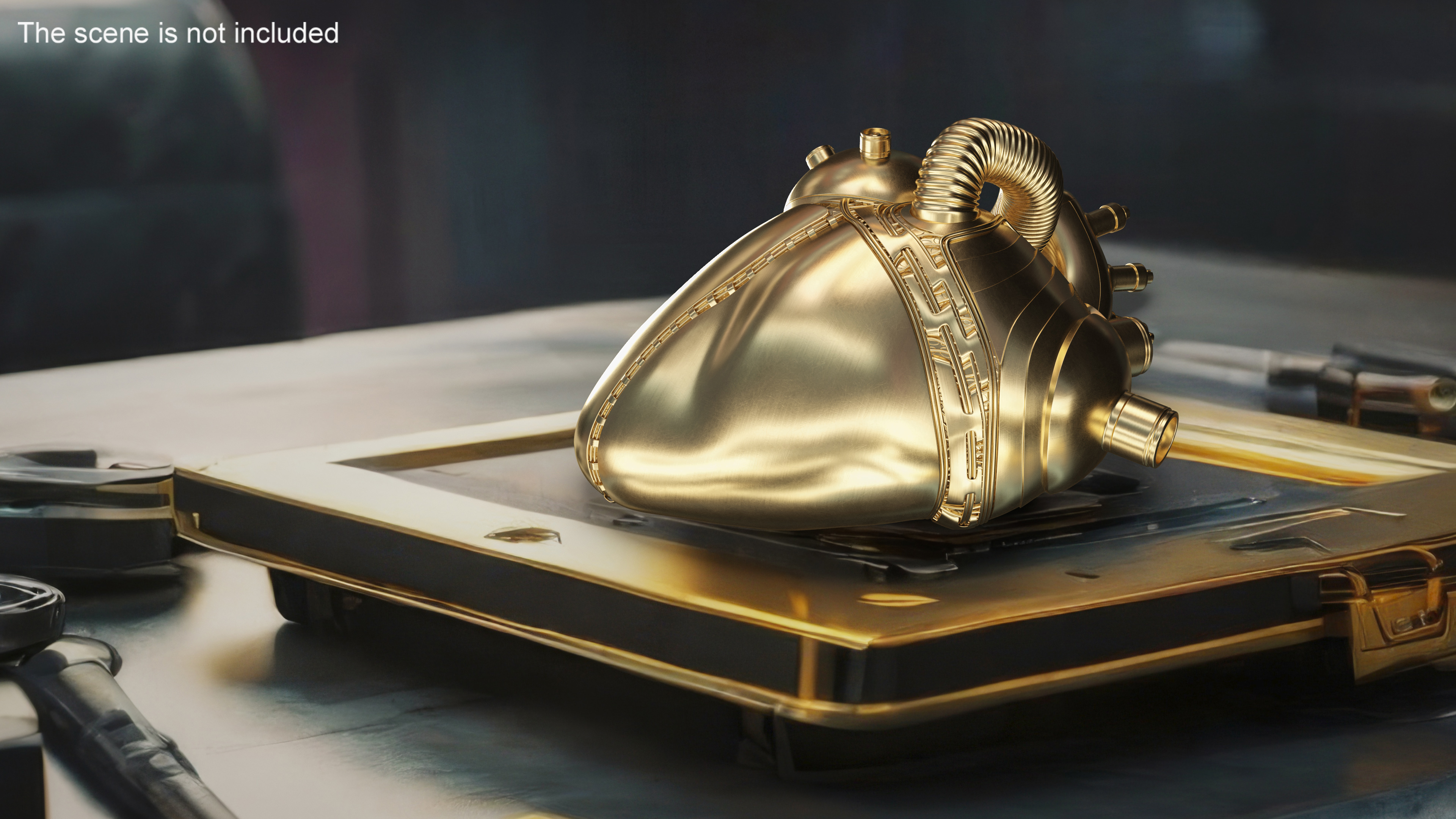 3D Golden Mechanical Heart model