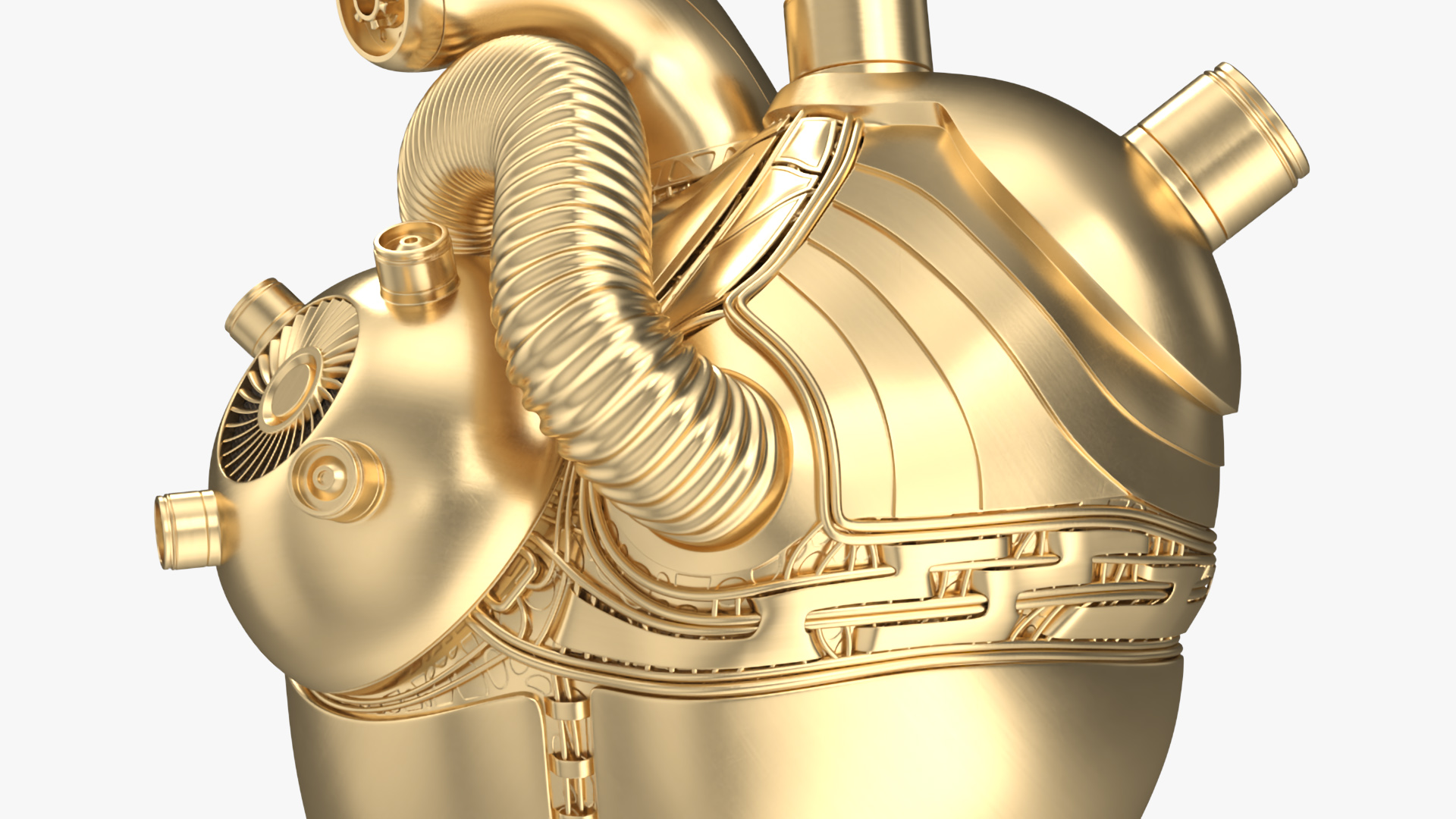 3D Golden Mechanical Heart model