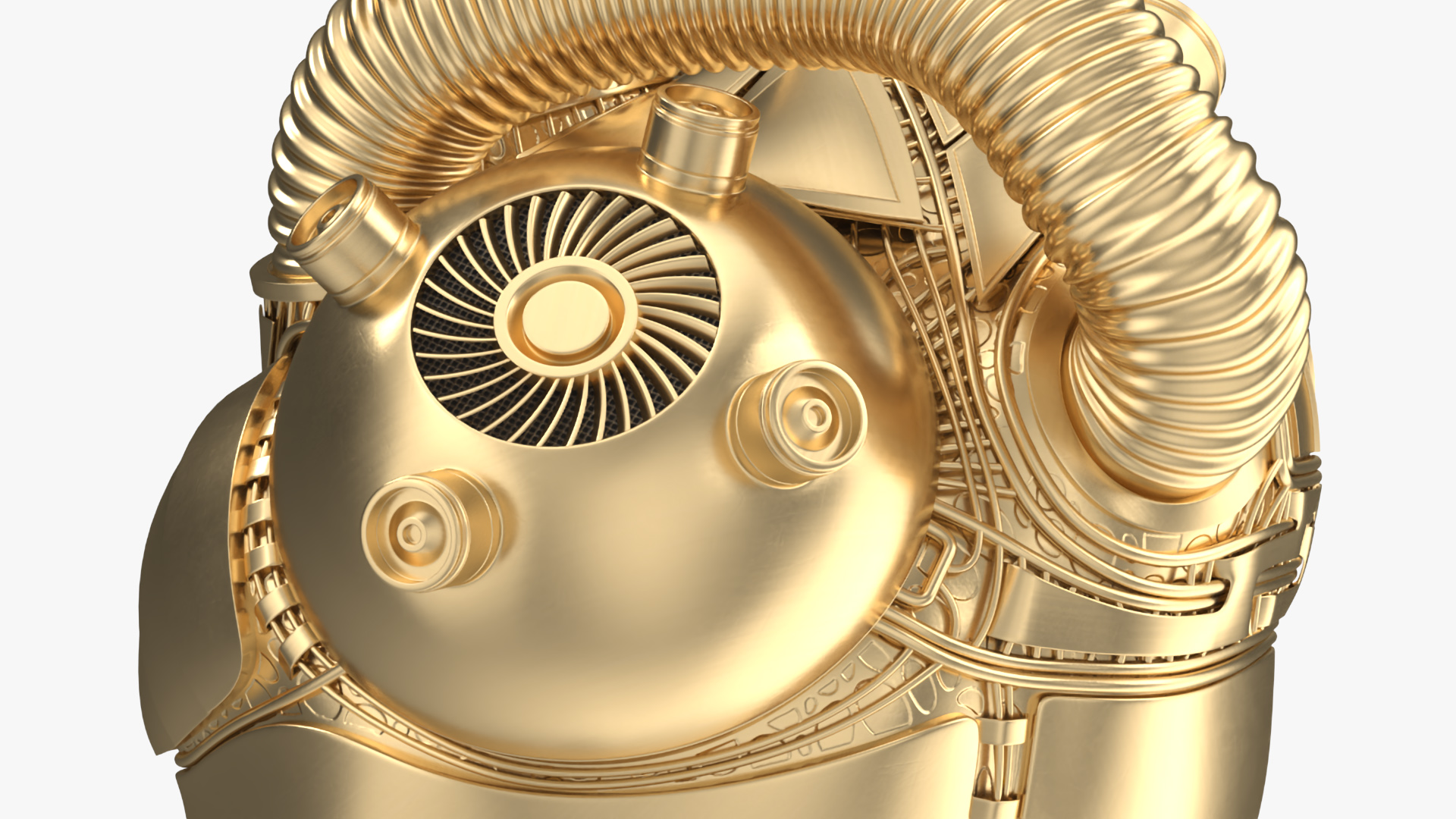 3D Golden Mechanical Heart model