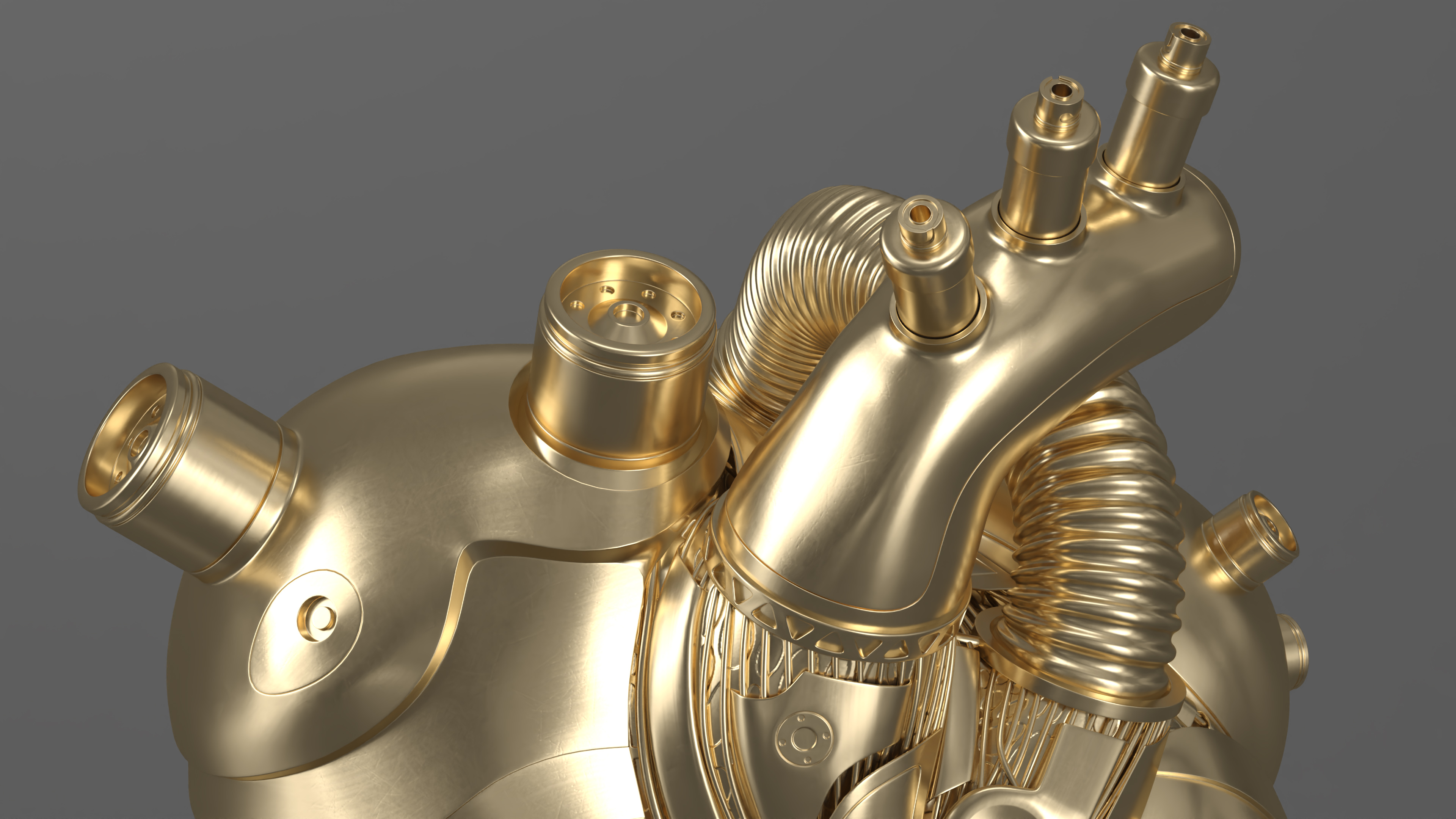 3D Golden Mechanical Heart model