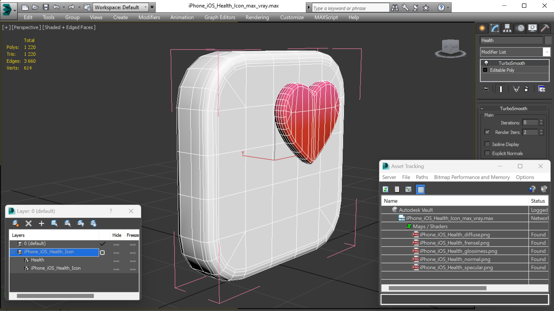 iPhone iOS Health Icon 3D