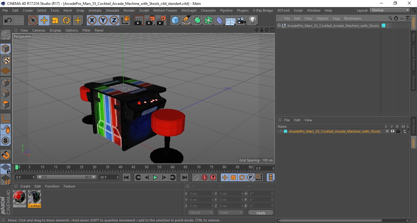 3D ArcadePro Mars 55 Cocktail Arcade Machine with Stools model