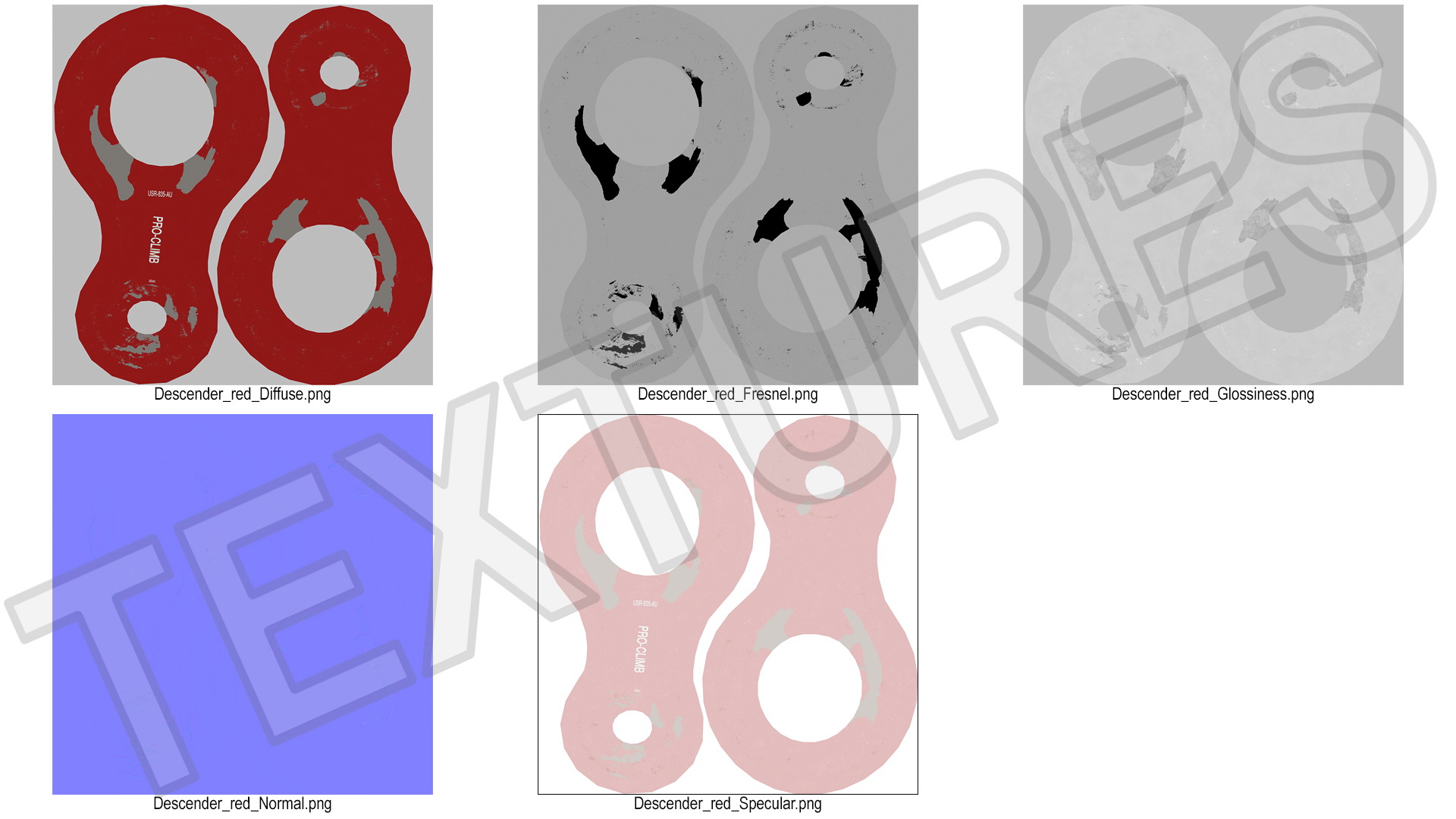 Descender Figure Eight Pro-Climb Red Damaged 3D model
