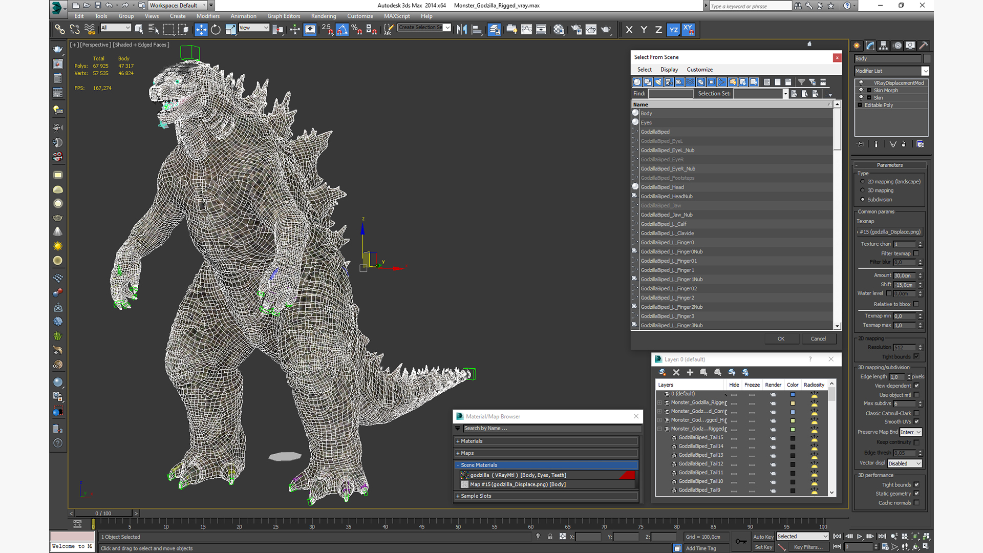 3D Monster Godzilla Rigged model