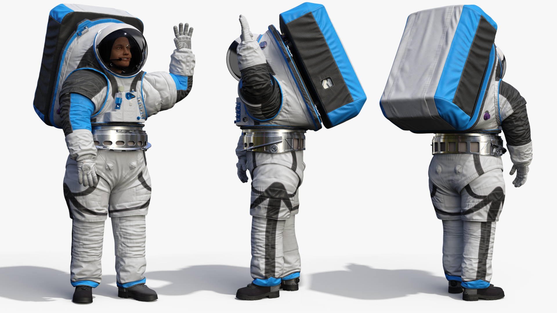 Astronaut Wearing xEMU Greetings Pose 3D