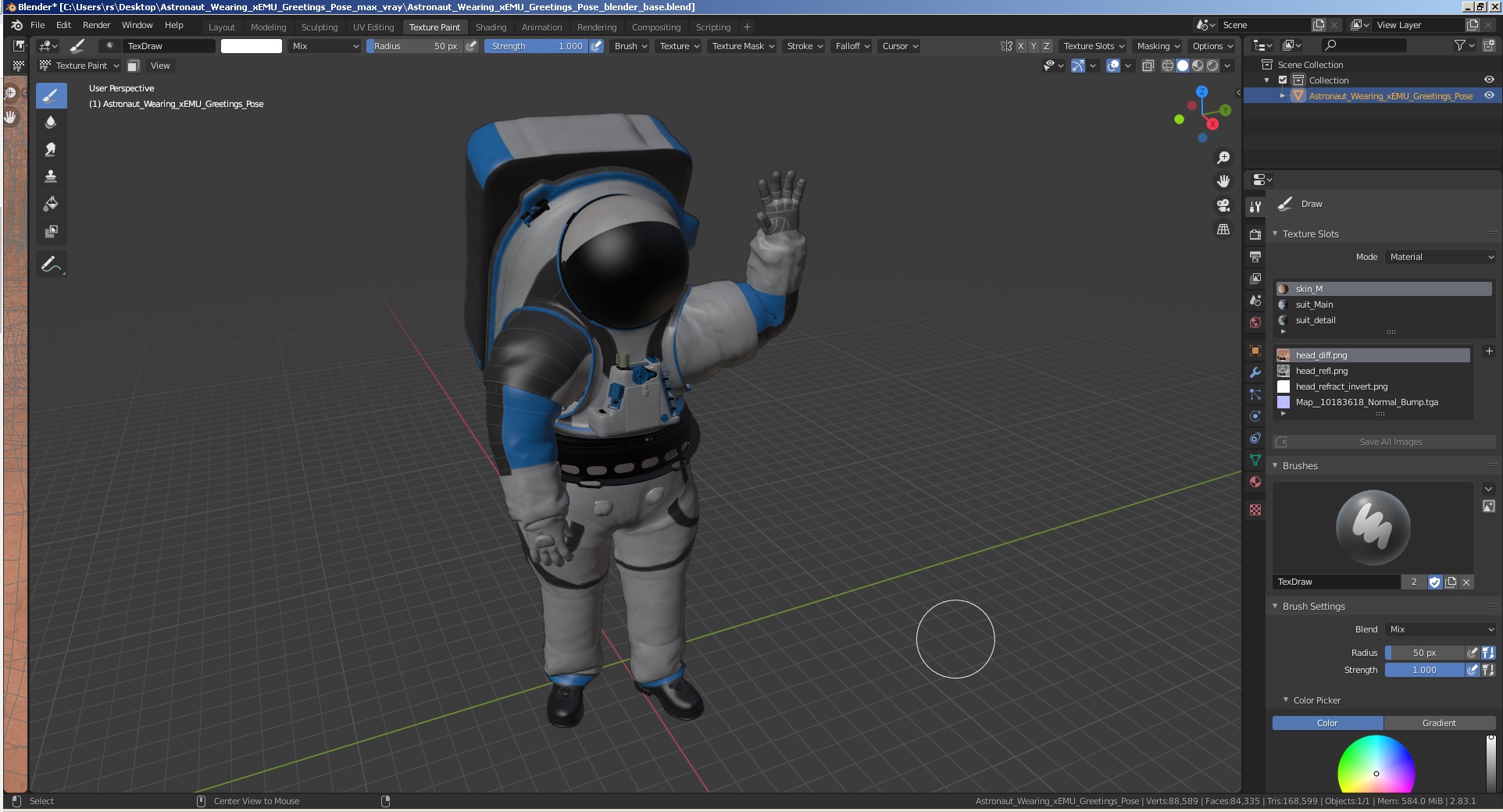 Astronaut Wearing xEMU Greetings Pose 3D