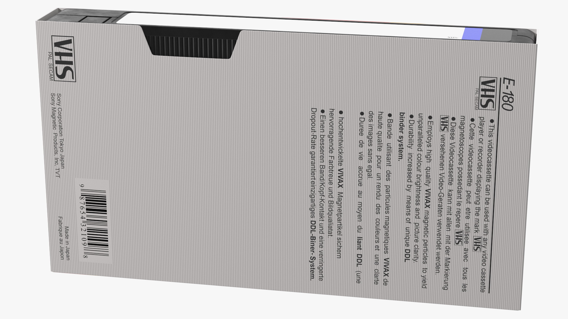 VHS E180 Video Cassette Tape with Cover 3D model