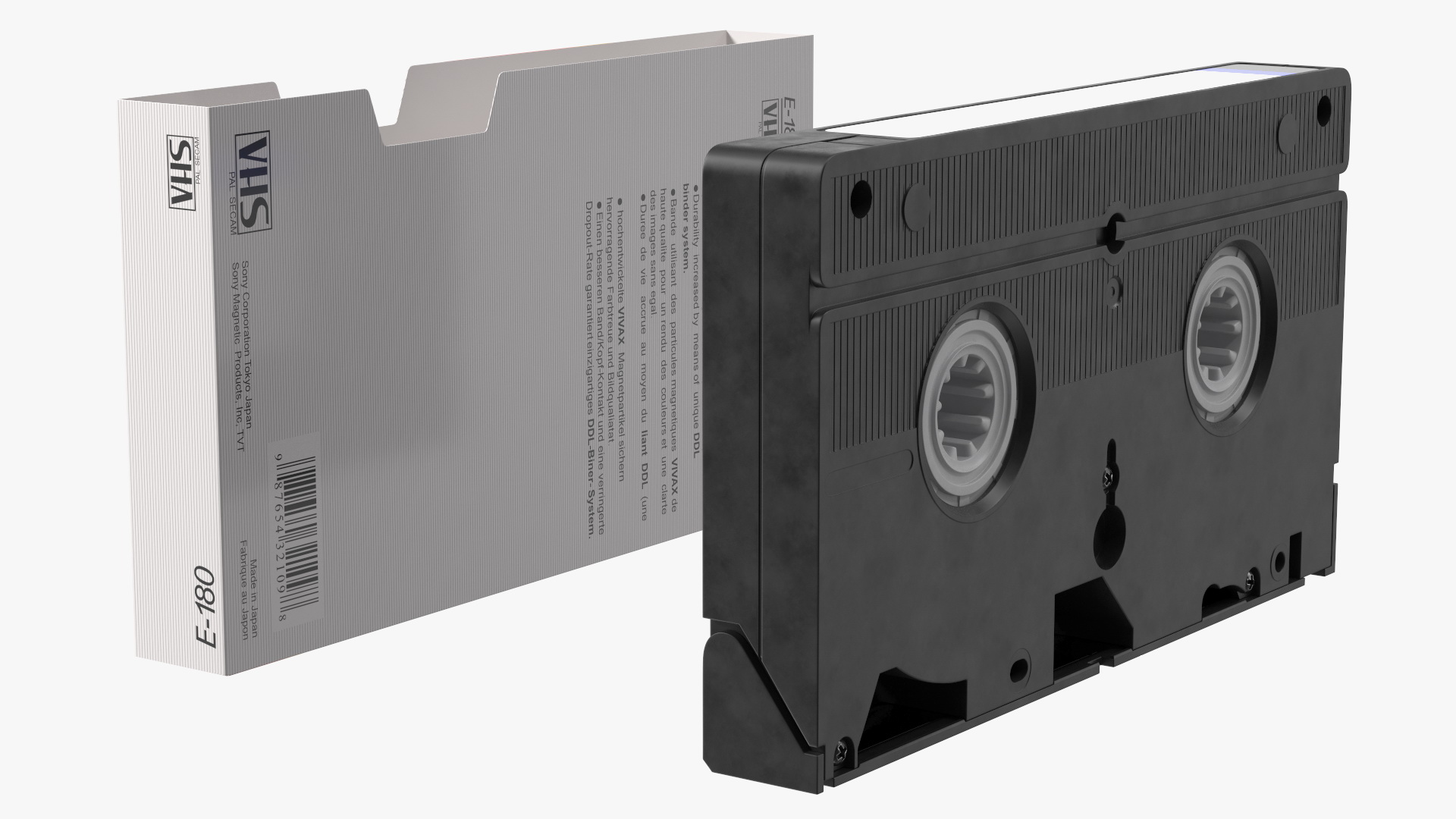 VHS E180 Video Cassette Tape with Cover 3D model