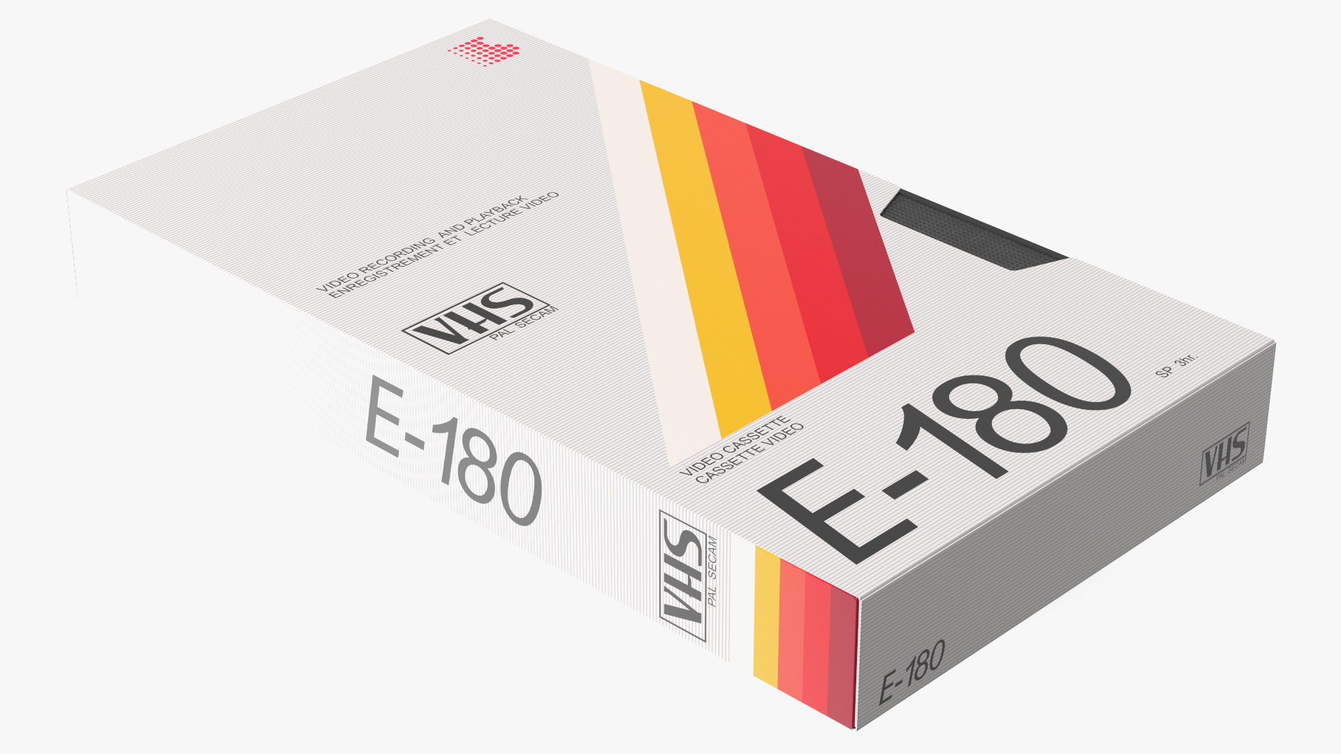 VHS E180 Video Cassette Tape with Cover 3D model