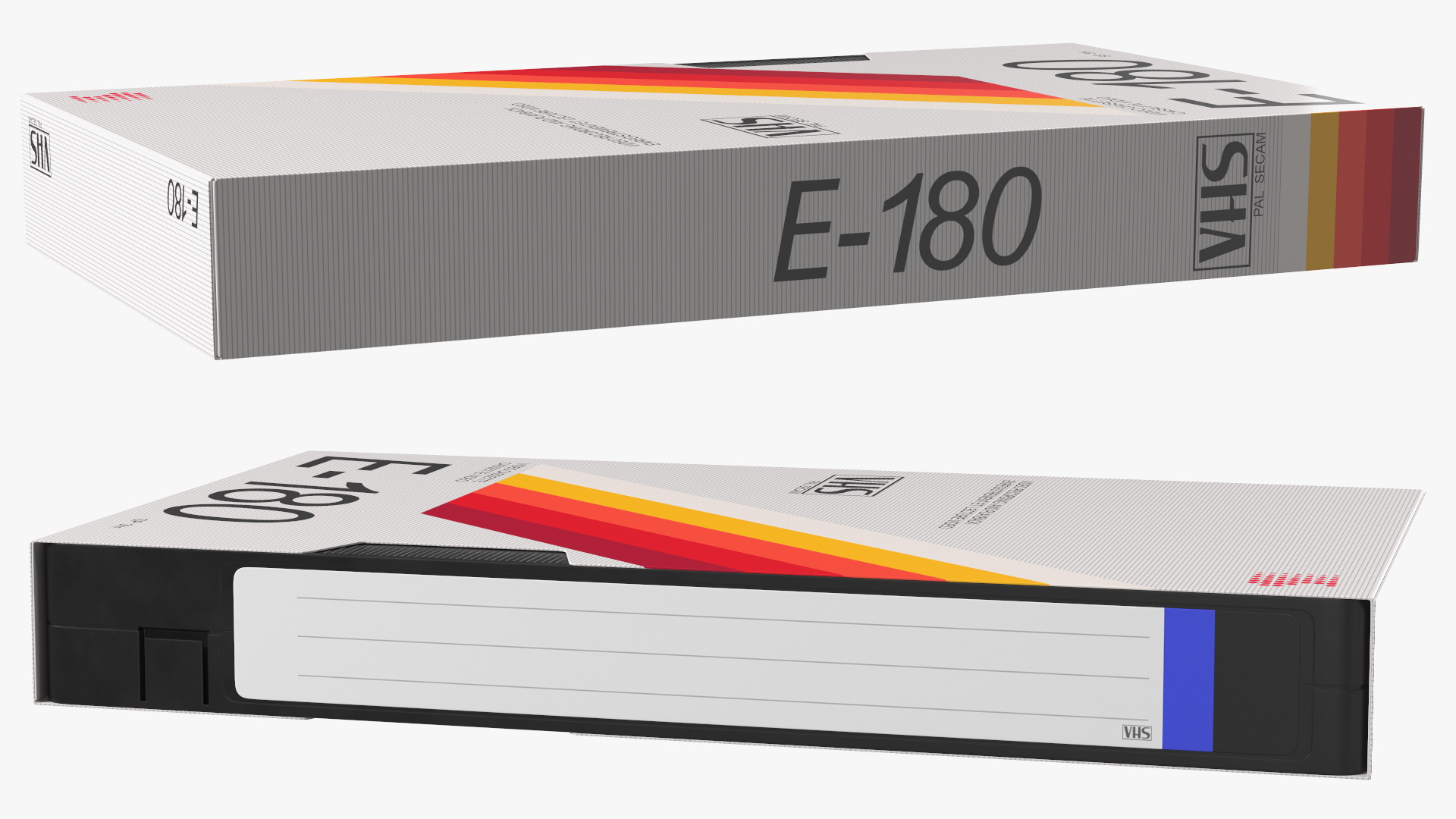 VHS E180 Video Cassette Tape with Cover 3D model