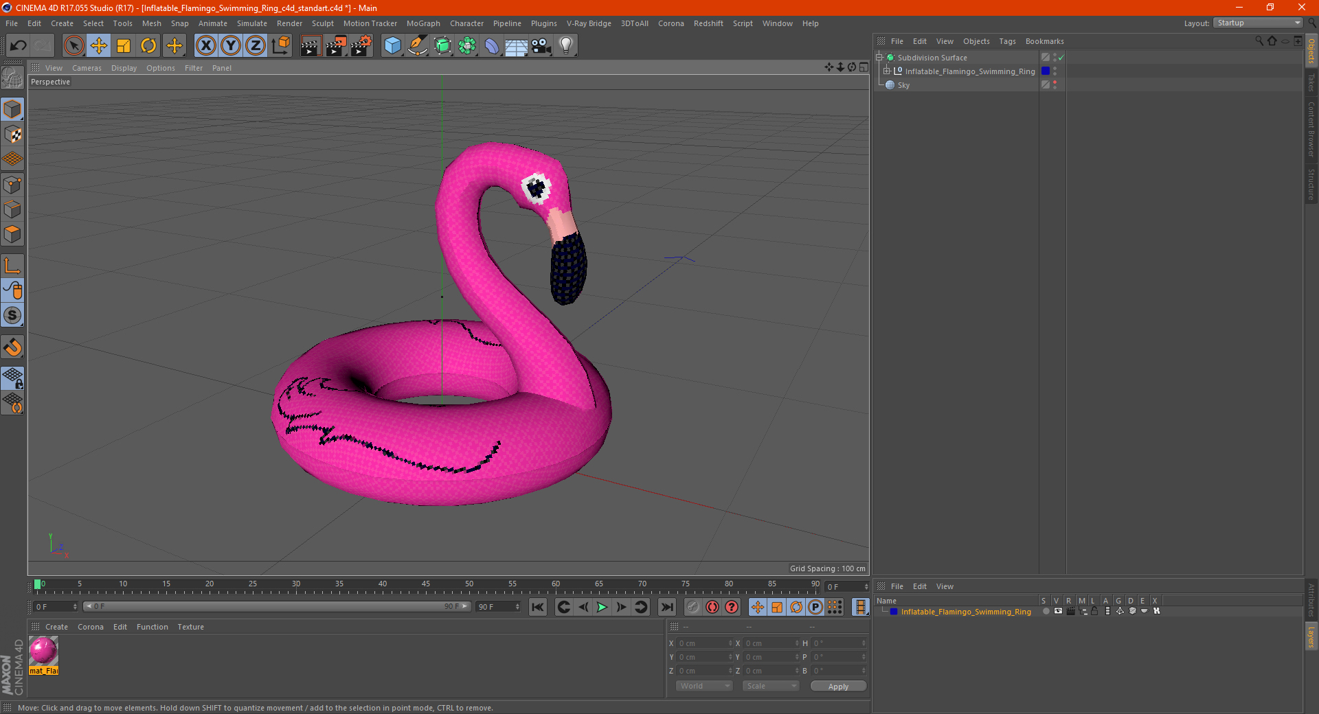 3D Inflatable Flamingo Swimming Ring model