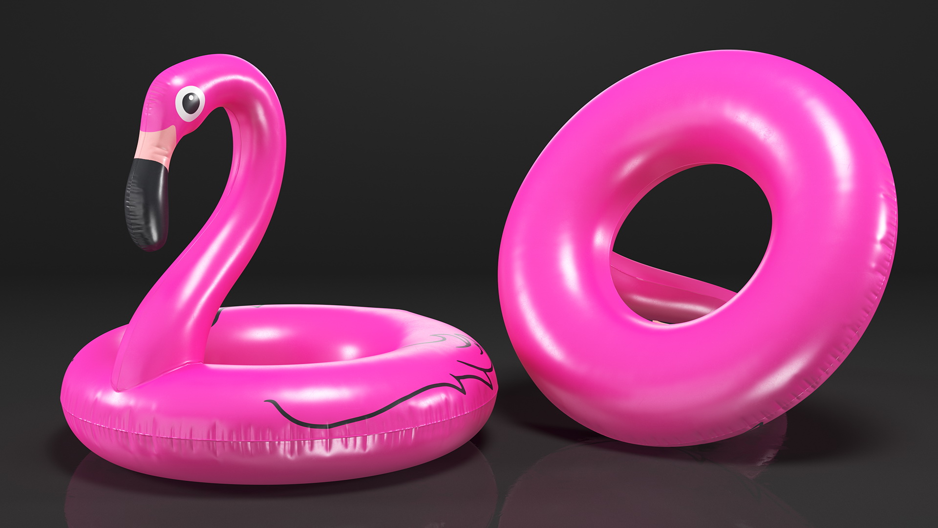 3D Inflatable Flamingo Swimming Ring model