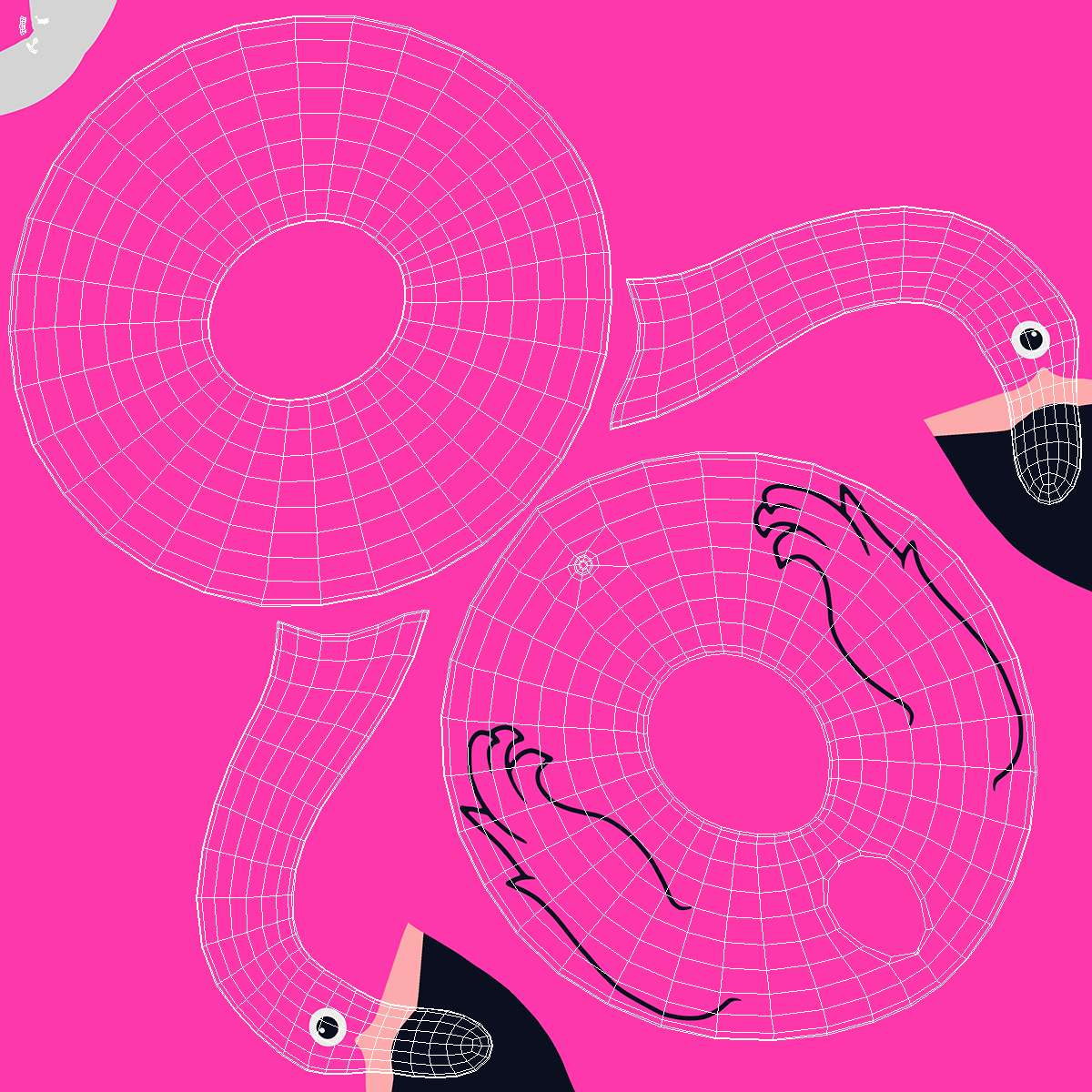 3D Inflatable Flamingo Swimming Ring model
