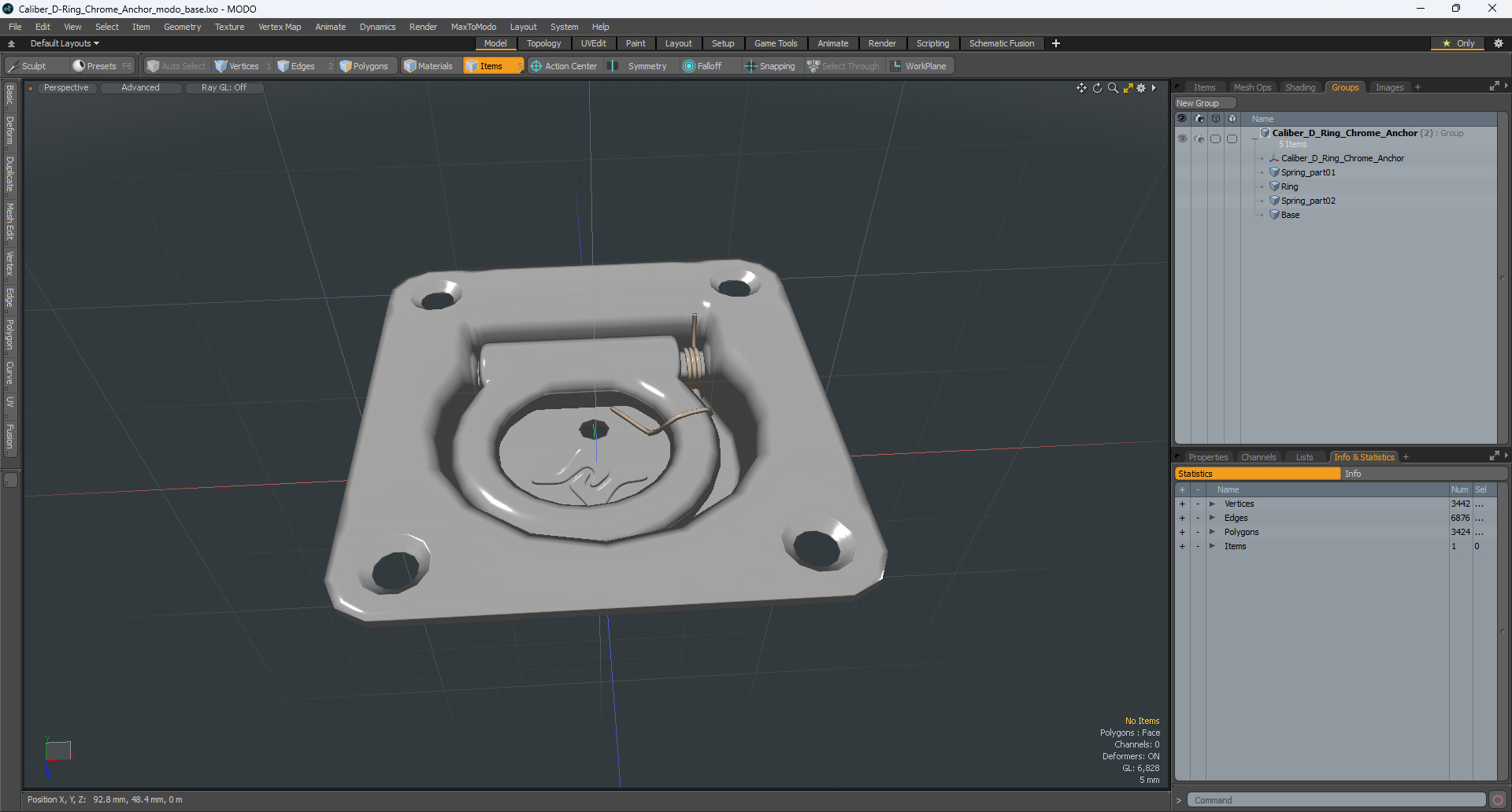3D Caliber D-Ring Chrome Anchor model