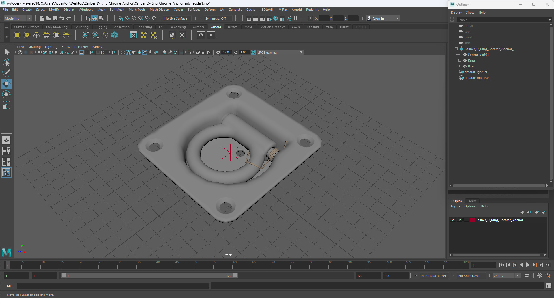 3D Caliber D-Ring Chrome Anchor model