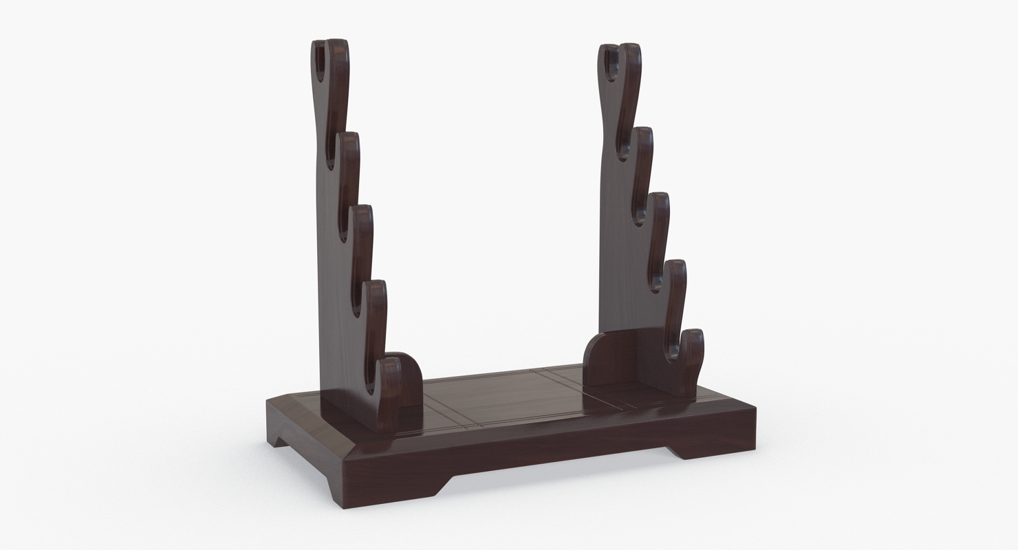 3D model Japanese Sword Katana Display Rack Stand 5 Pcs Set